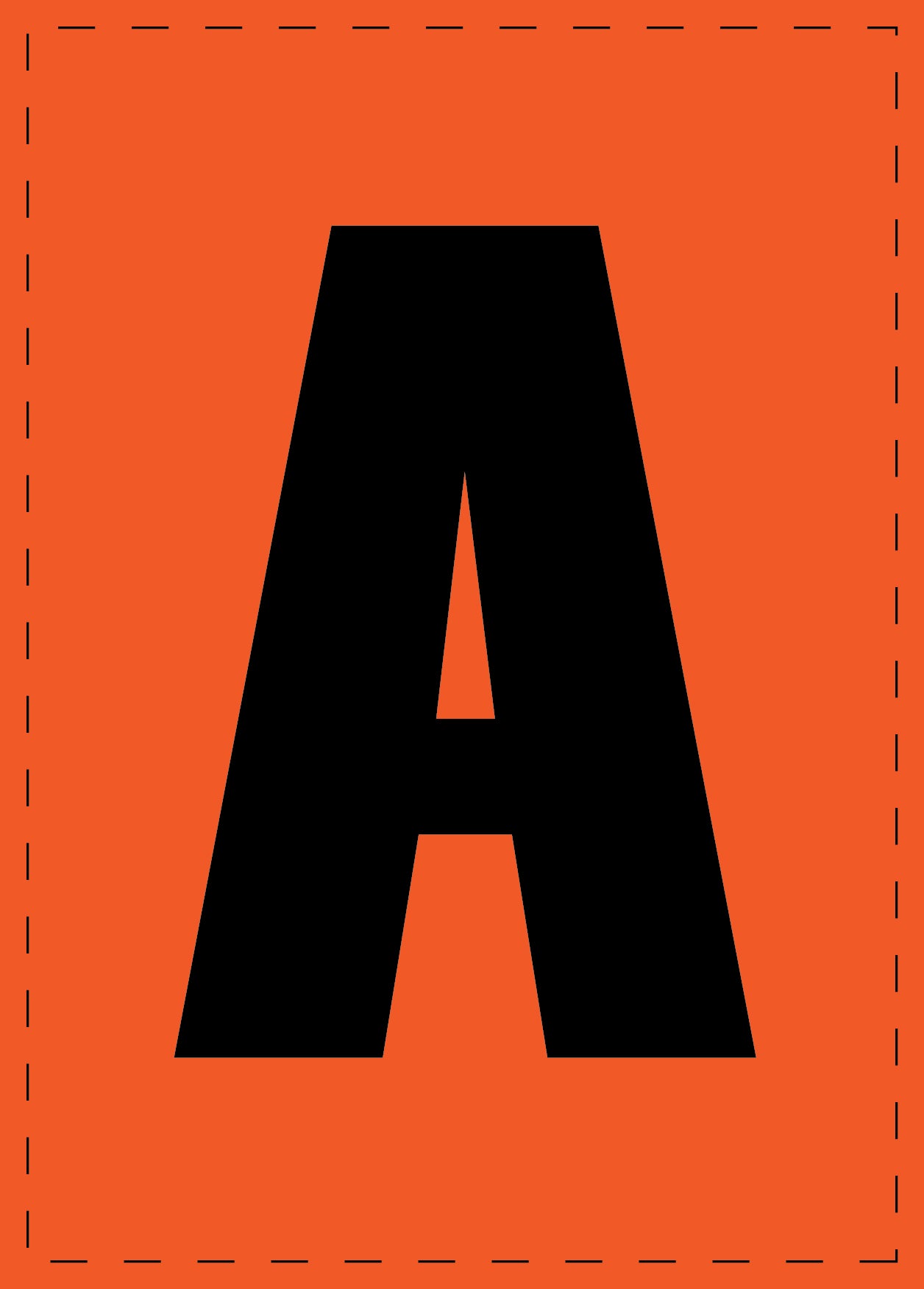 Lettre A autocollants de lettres et de chiffres, police noire sur fond orange ES-BGPVC-A-8