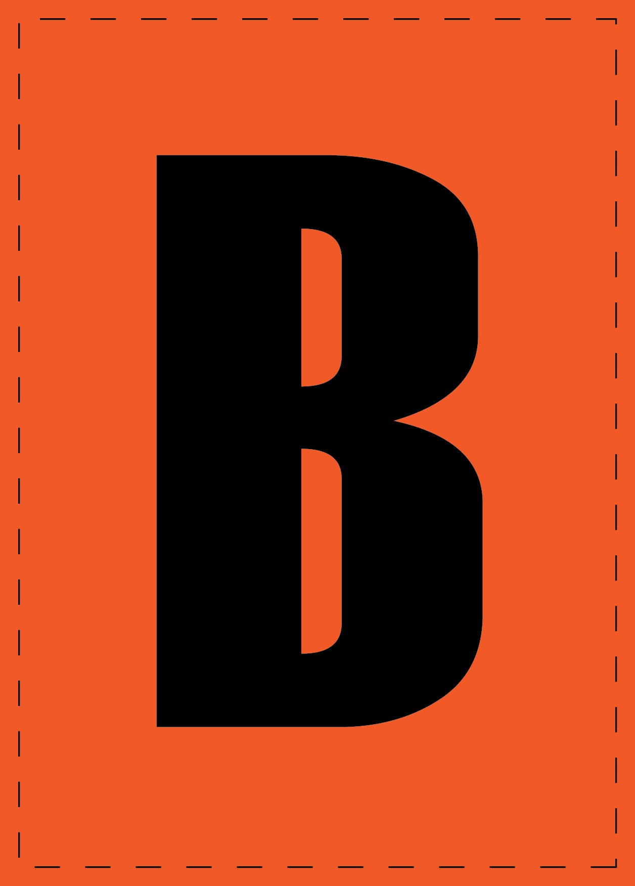 Lettre B autocollants de lettres et de chiffres, police noire sur fond orange ES-BGPVC-B-8