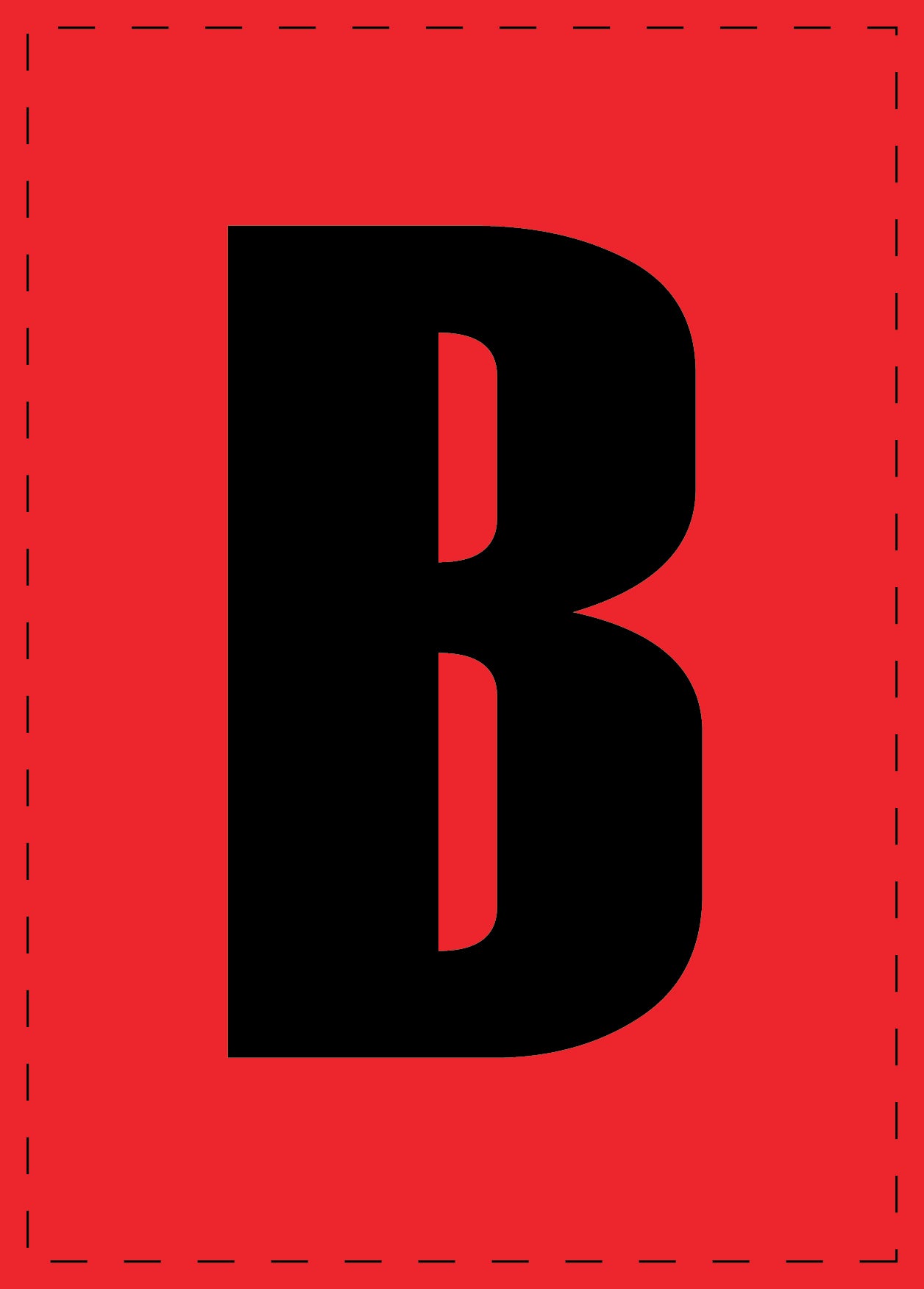 Lettre B autocollants de lettres et de chiffres, police noire sur fond rouge ES-BGPVC-B-14