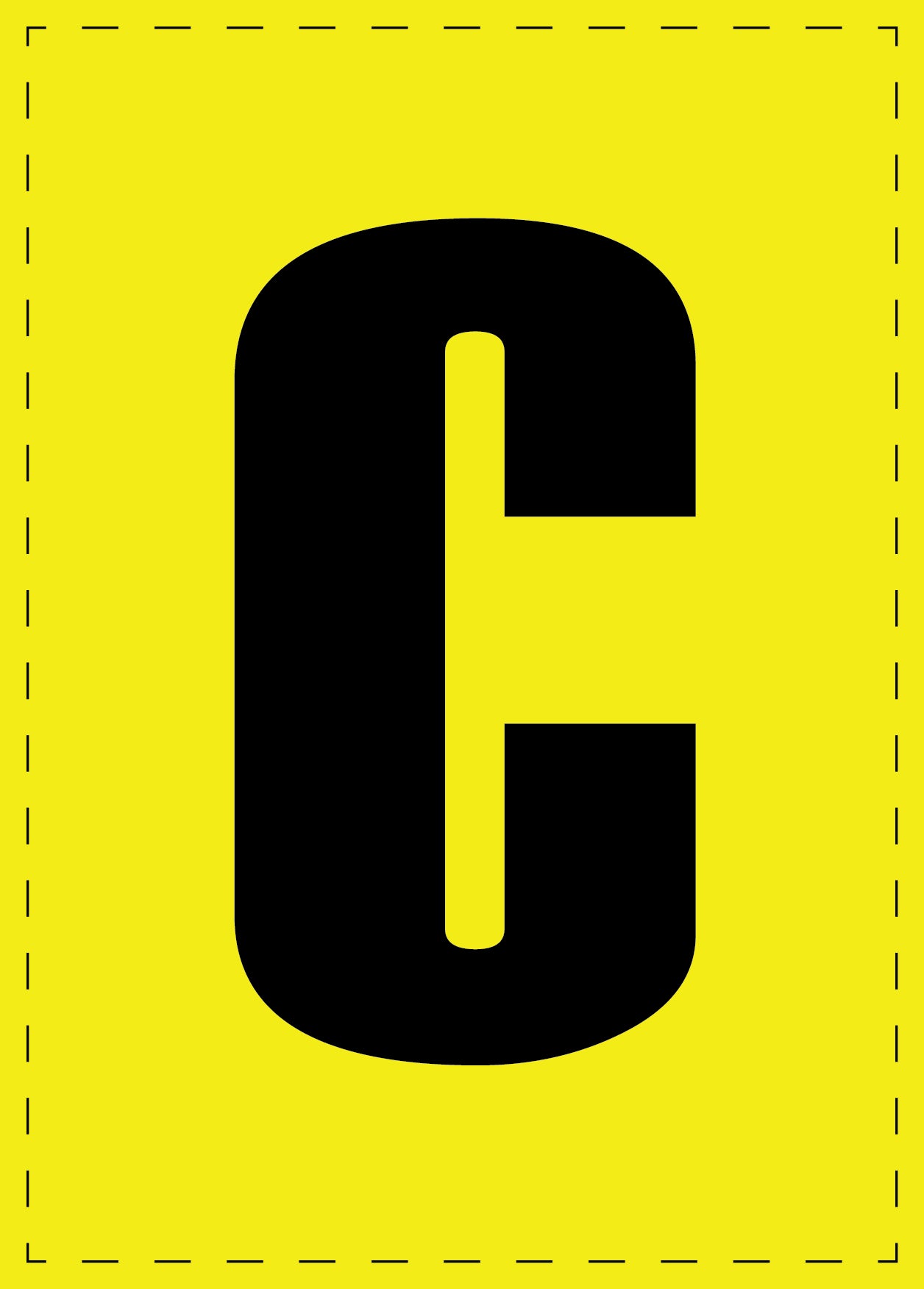 Lettre C autocollants de lettres et de chiffres, police noire sur fond jaune ES-BGPVC-C-3