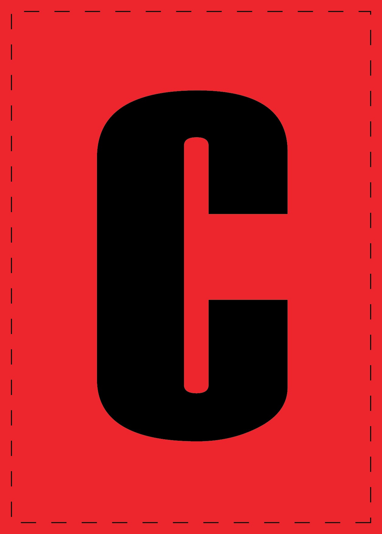 Lettre C autocollants de lettres et de chiffres, police noire sur fond rouge ES-BGPVC-C-14
