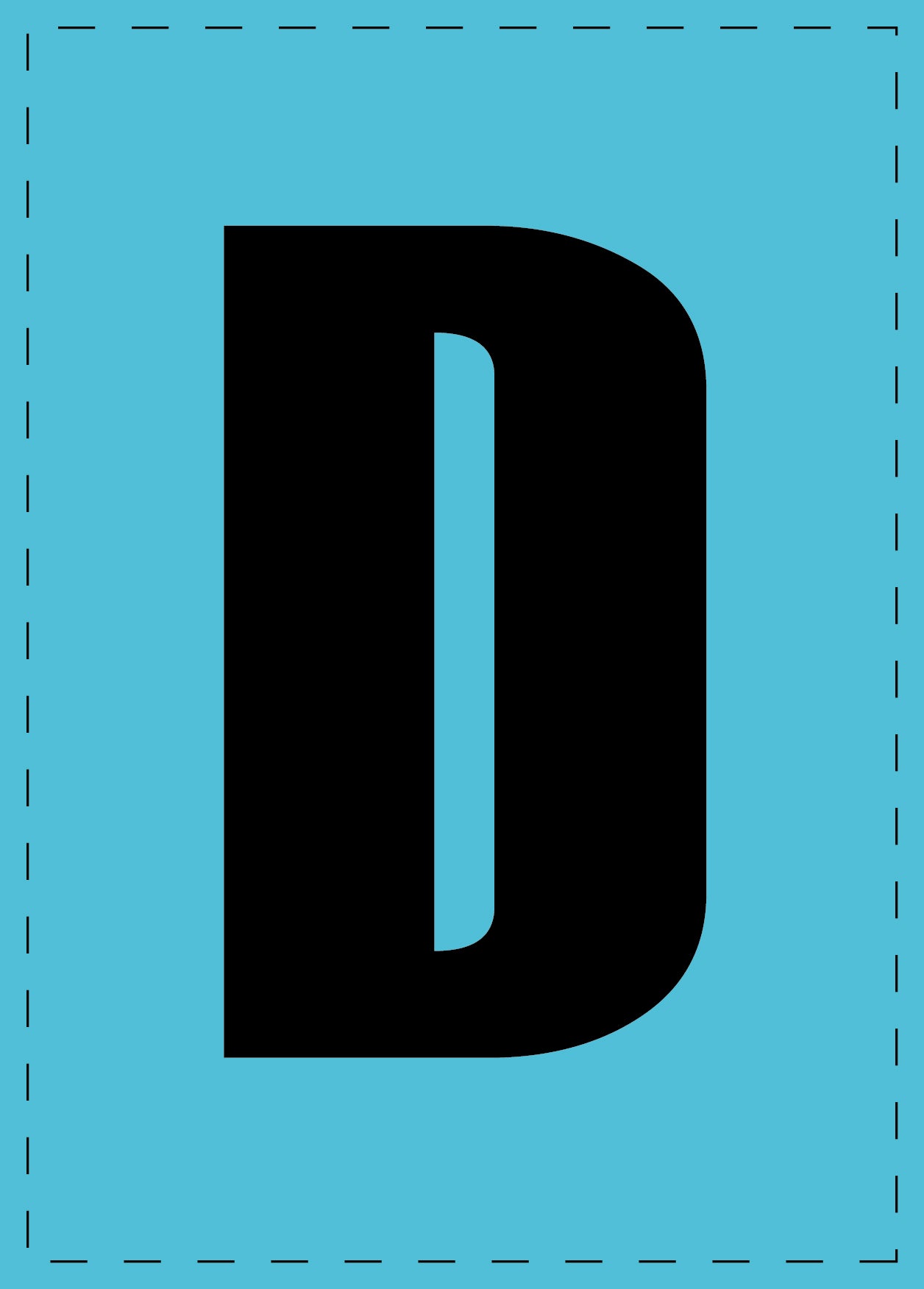 Lettre D autocollants de lettres et de chiffres, police noire sur fond bleu ES-BGPVC-D-50
