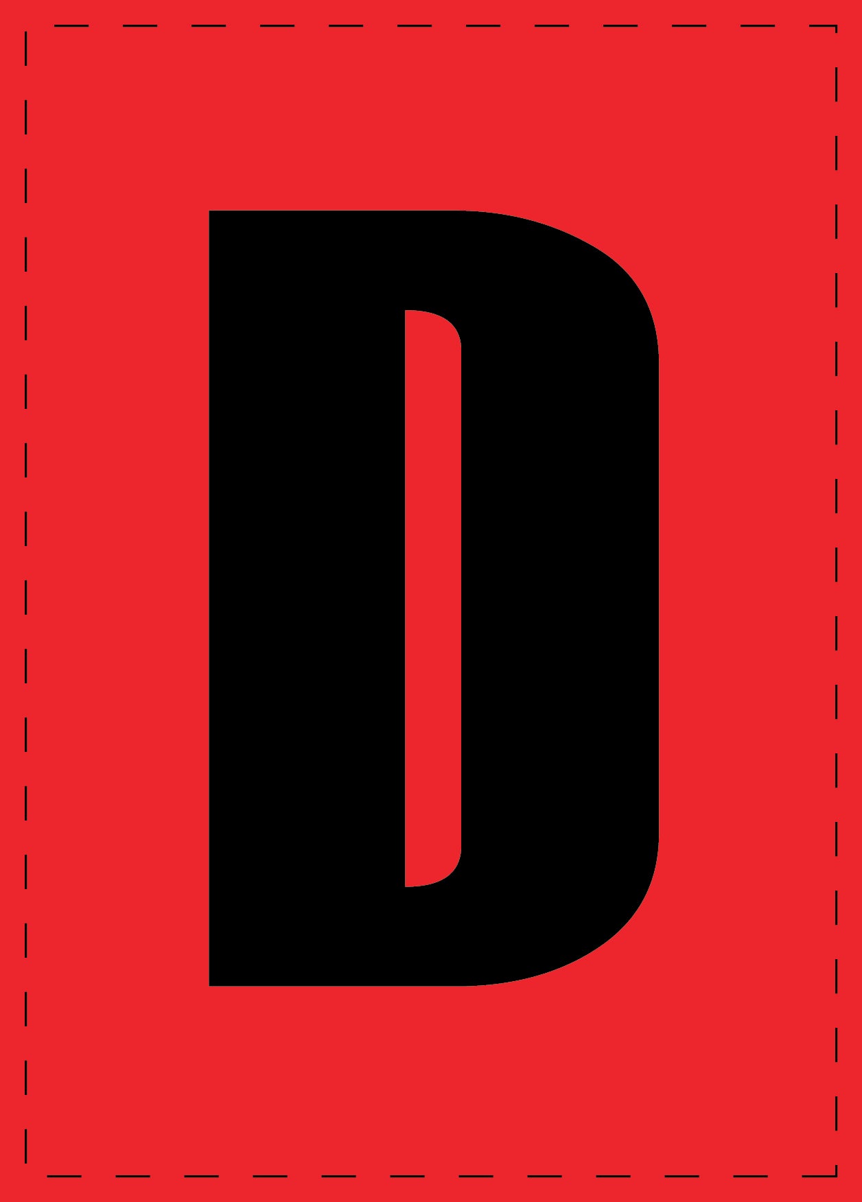 Lettre D autocollants de lettres et de chiffres, police noire sur fond rouge ES-BGPVC-D-14