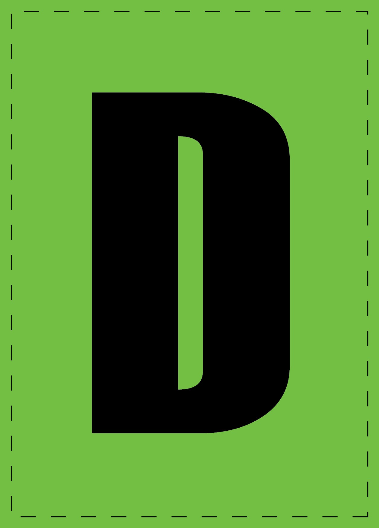 Lettre D autocollants de lettres et de chiffres, police noire sur fond vert ES-BGPVC-D-67