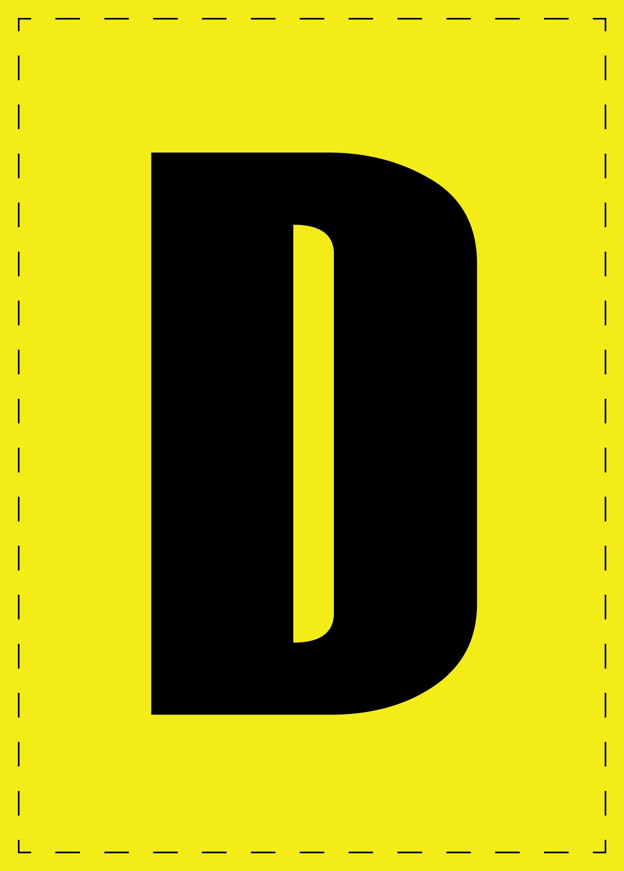 Lettre D autocollants de lettres et de chiffres, police noire sur fond jaune ES-BGPVC-D-3