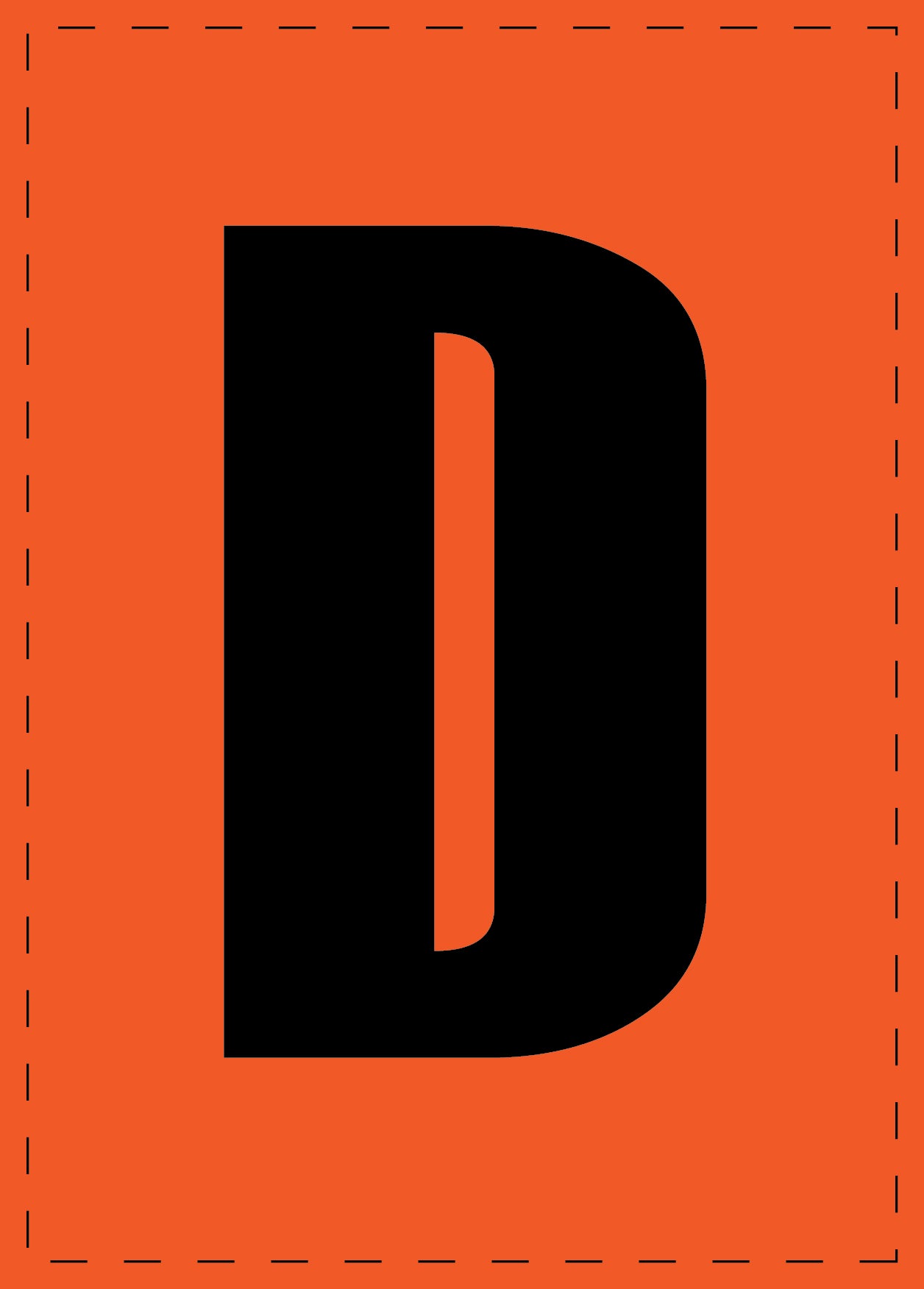 Lettre D autocollants de lettres et de chiffres, police noire sur fond orange ES-BGPVC-D-8