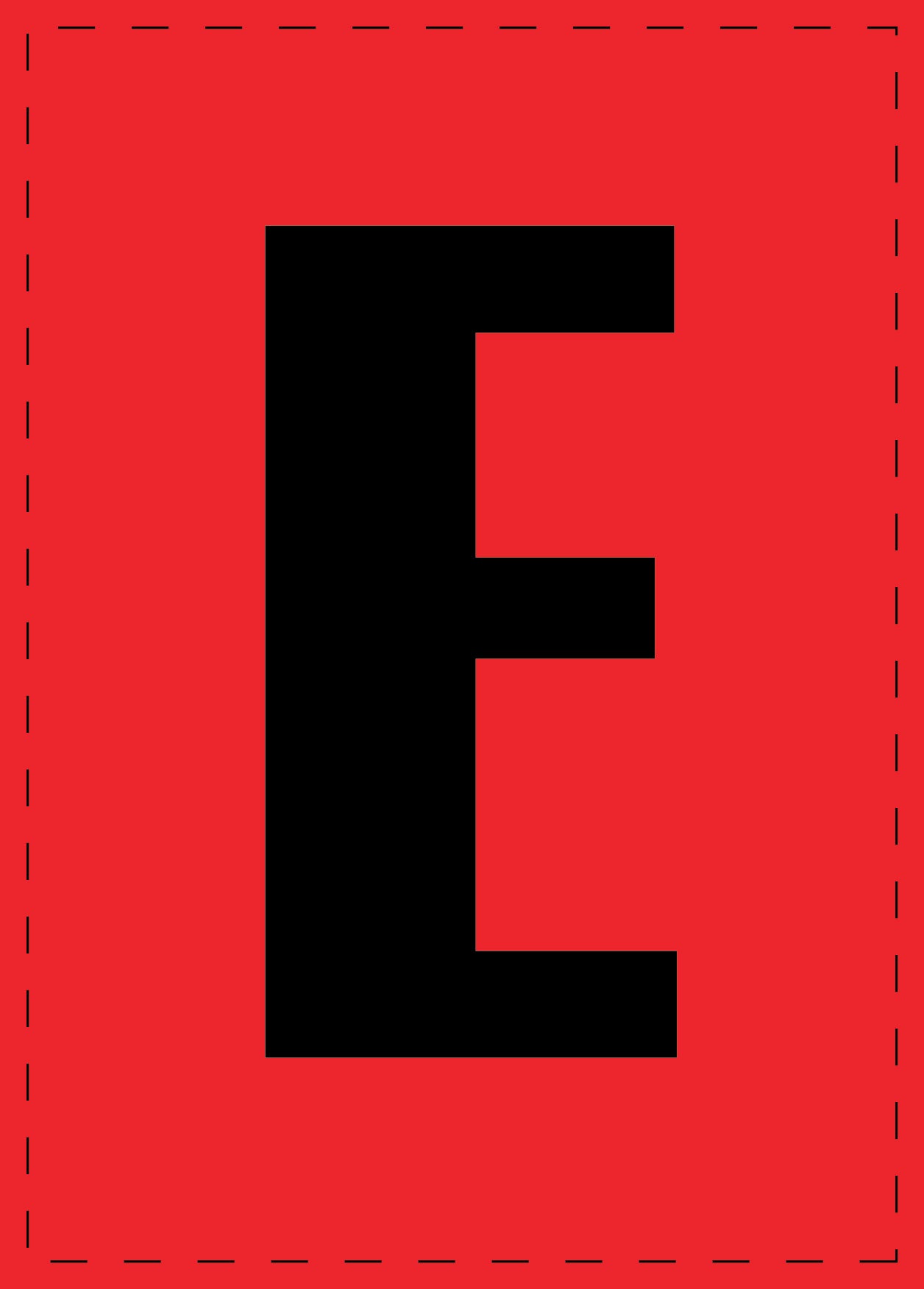 Lettre E autocollants de lettres et de chiffres, police noire sur fond rouge ES-BGPVC-E-14