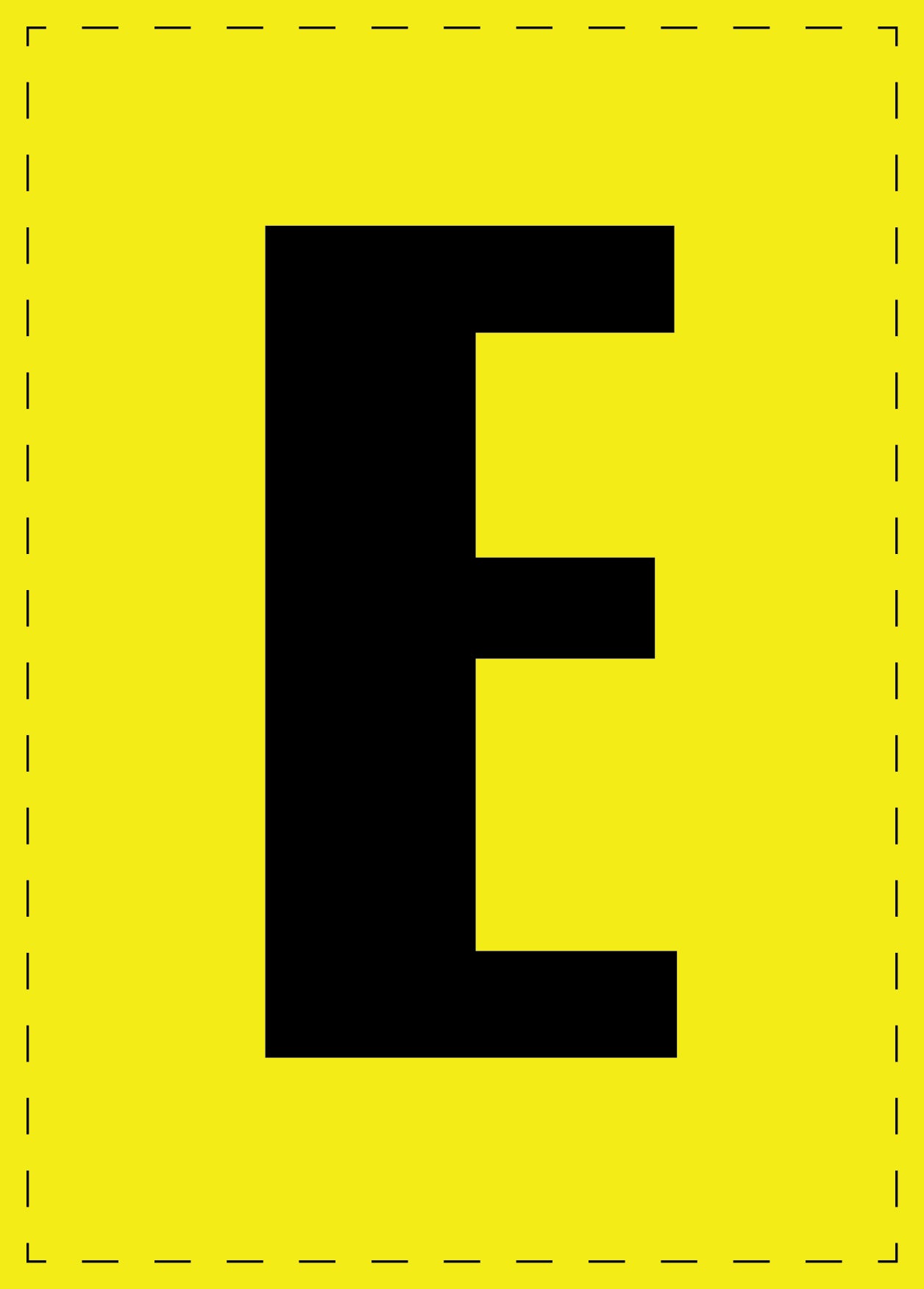Lettre E autocollants de lettres et de chiffres, police noire sur fond jaune ES-BGPVC-E-3