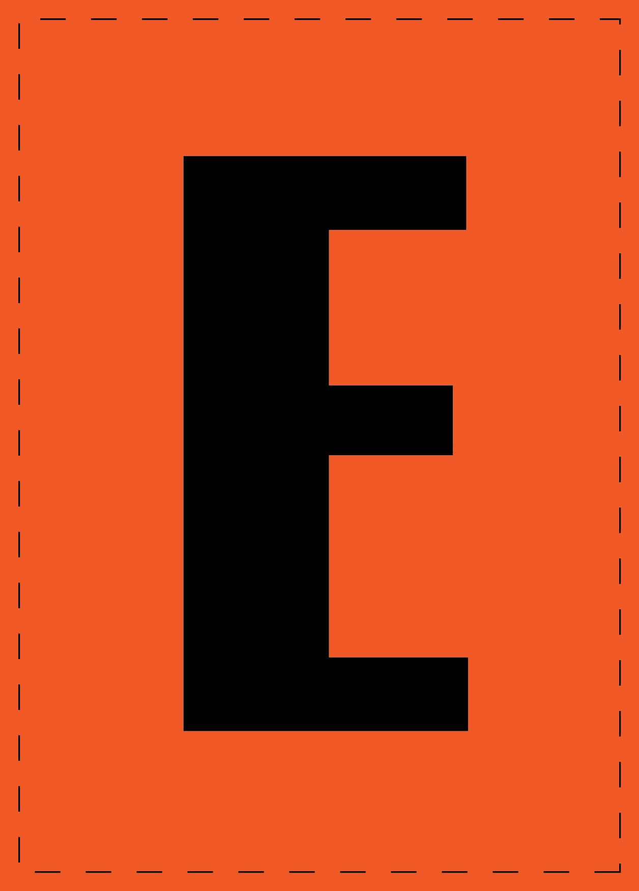 Lettre E autocollants de lettres et de chiffres, police noire sur fond orange ES-BGPVC-E-8