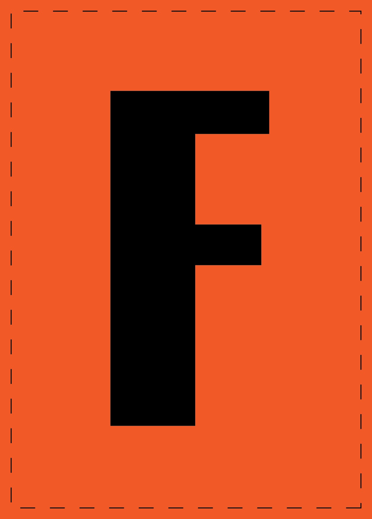 Lettre F autocollants de lettres et de chiffres, police noire sur fond orange ES-BGPVC-F-8
