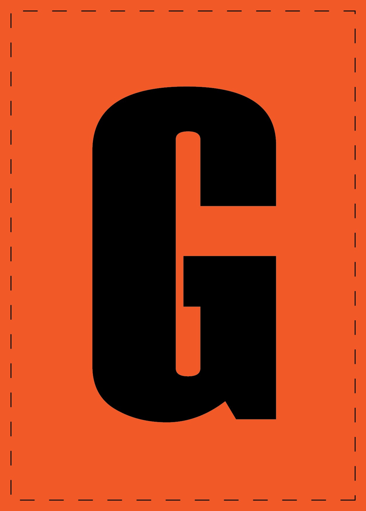 Lettre G autocollants de lettres et de chiffres, police noire sur fond orange ES-BGPVC-G-8