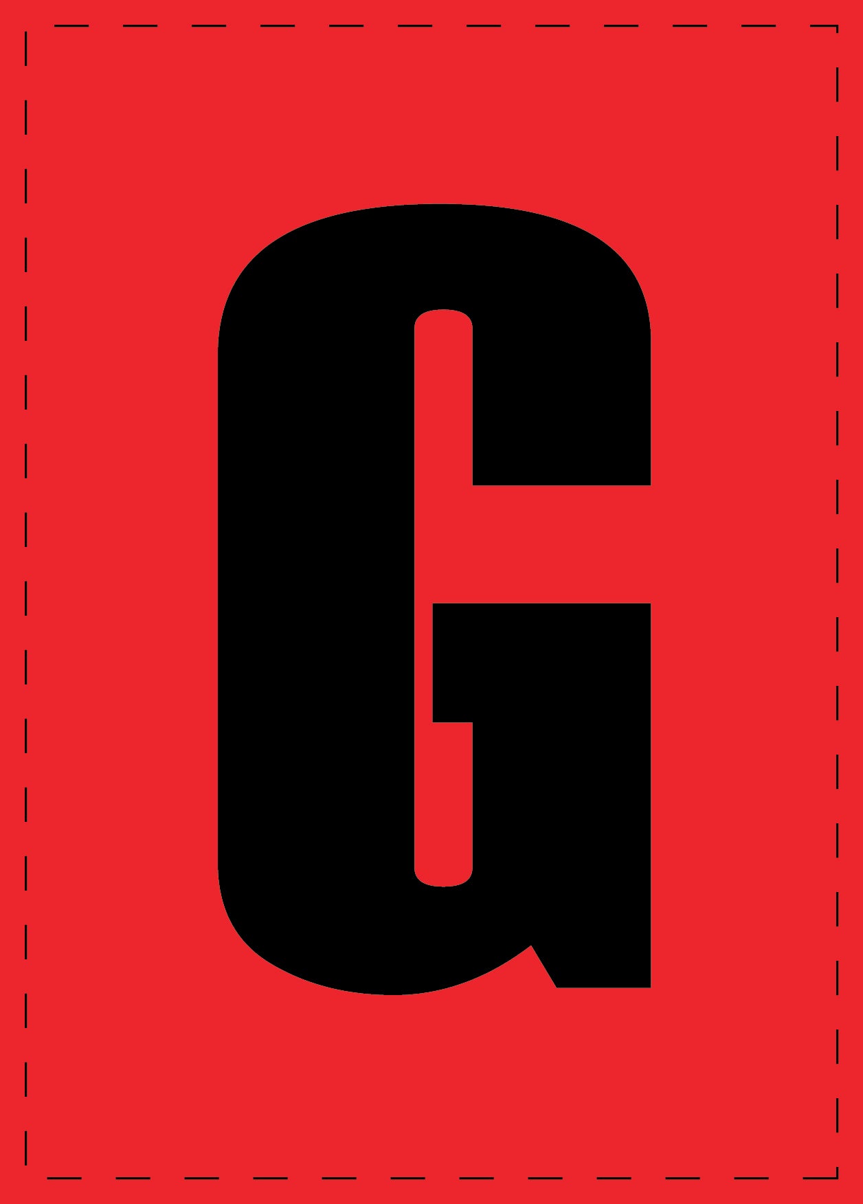 Lettre G autocollants de lettres et de chiffres, police noire sur fond rouge ES-BGPVC-G-14