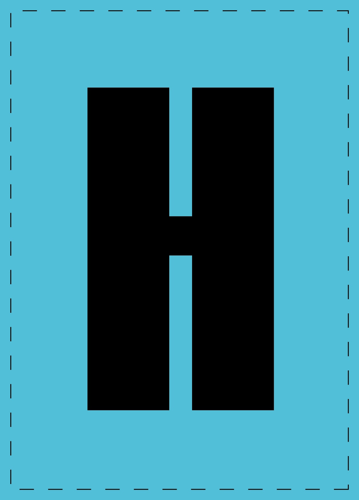 Lettre H autocollants de lettres et de chiffres, police noire sur fond bleu ES-BGPVC-H-50