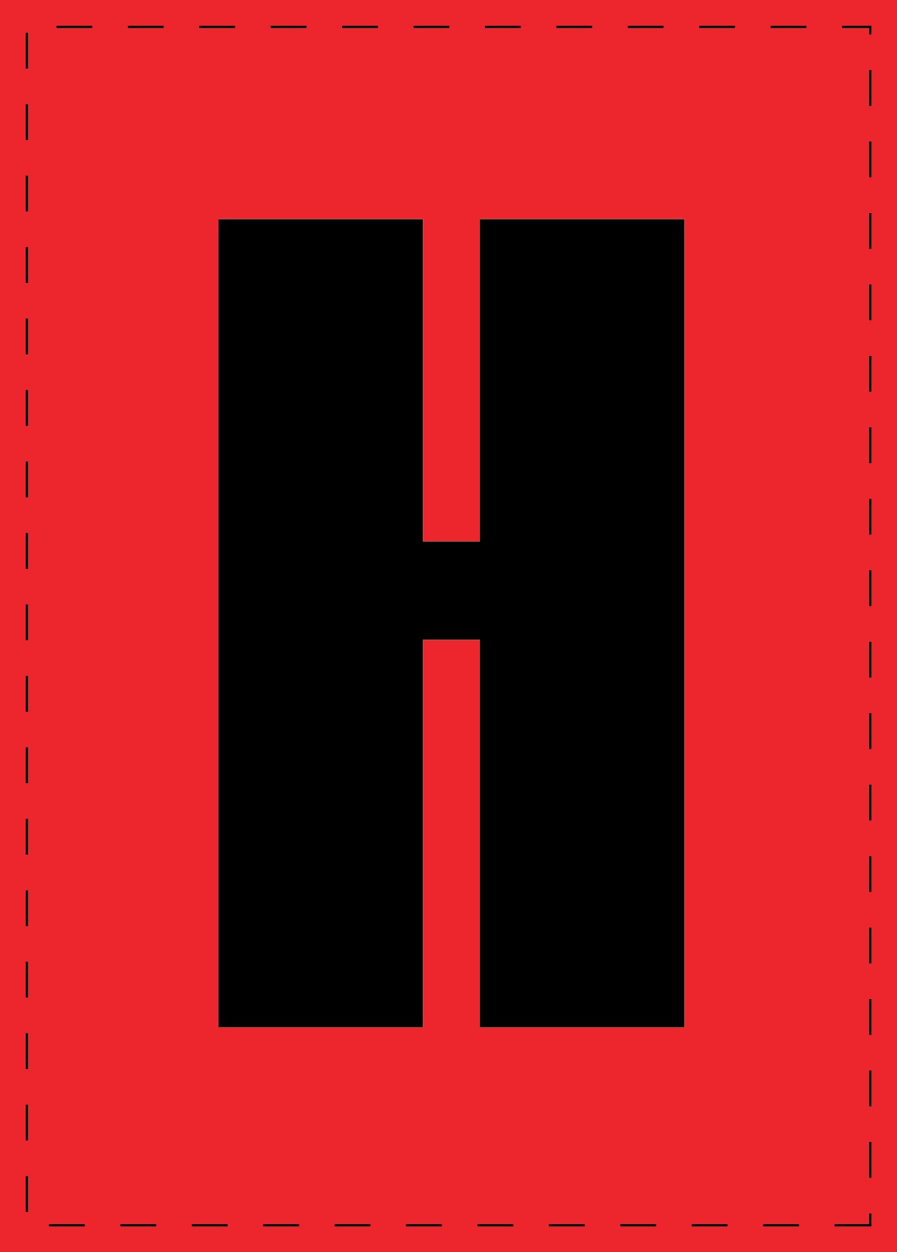 Lettre H autocollants de lettres et de chiffres, police noire sur fond rouge ES-BGPVC-H-14