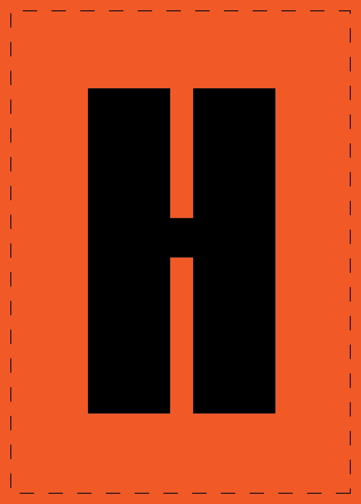 Lettre H autocollants de lettres et de chiffres, police noire sur fond orange ES-BGPVC-H-8