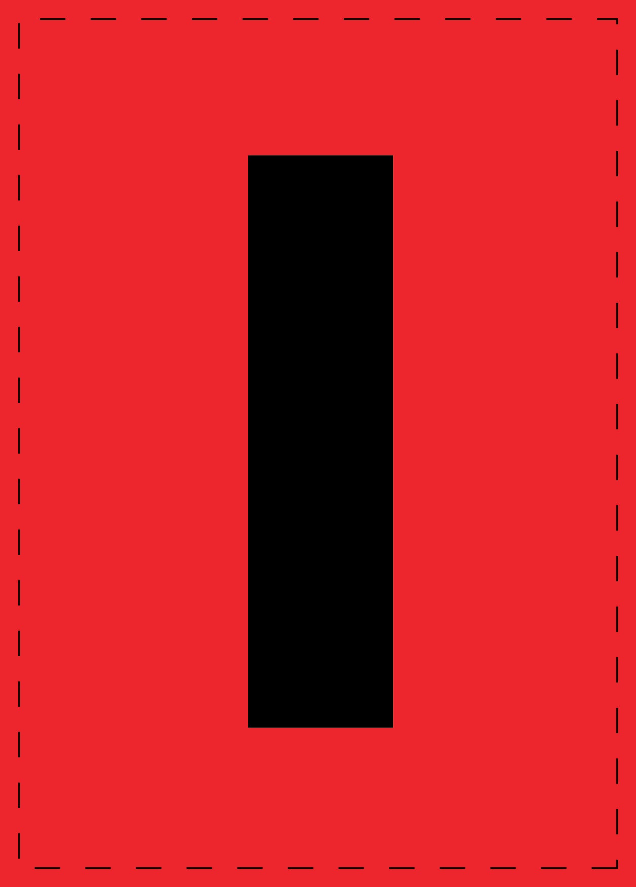 Lettre I autocollants de lettres et de chiffres, police noire sur fond rouge ES-BGPVC-I-14