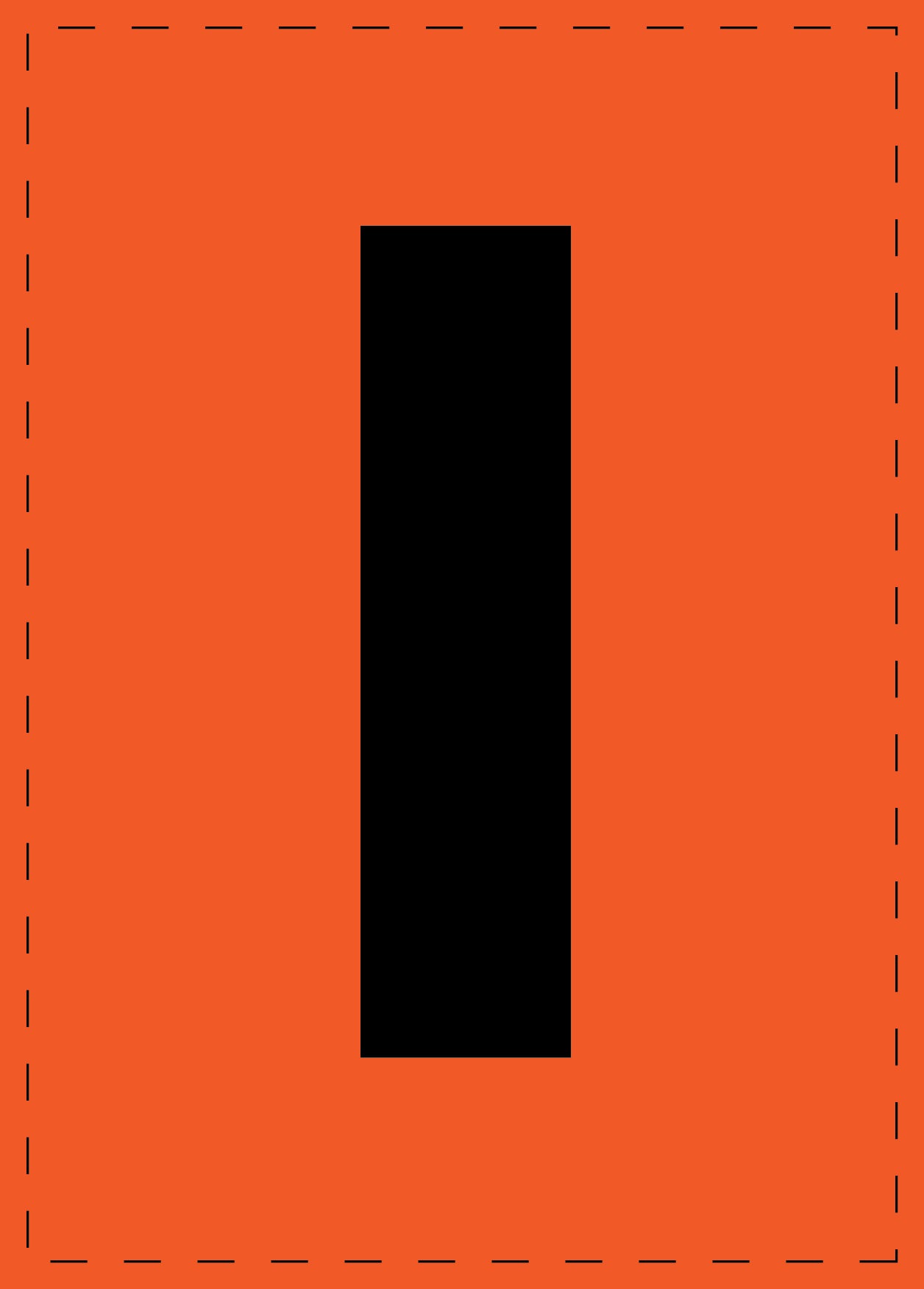 Lettre I autocollants de lettres et de chiffres, police noire sur fond orange ES-BGPVC-I-8