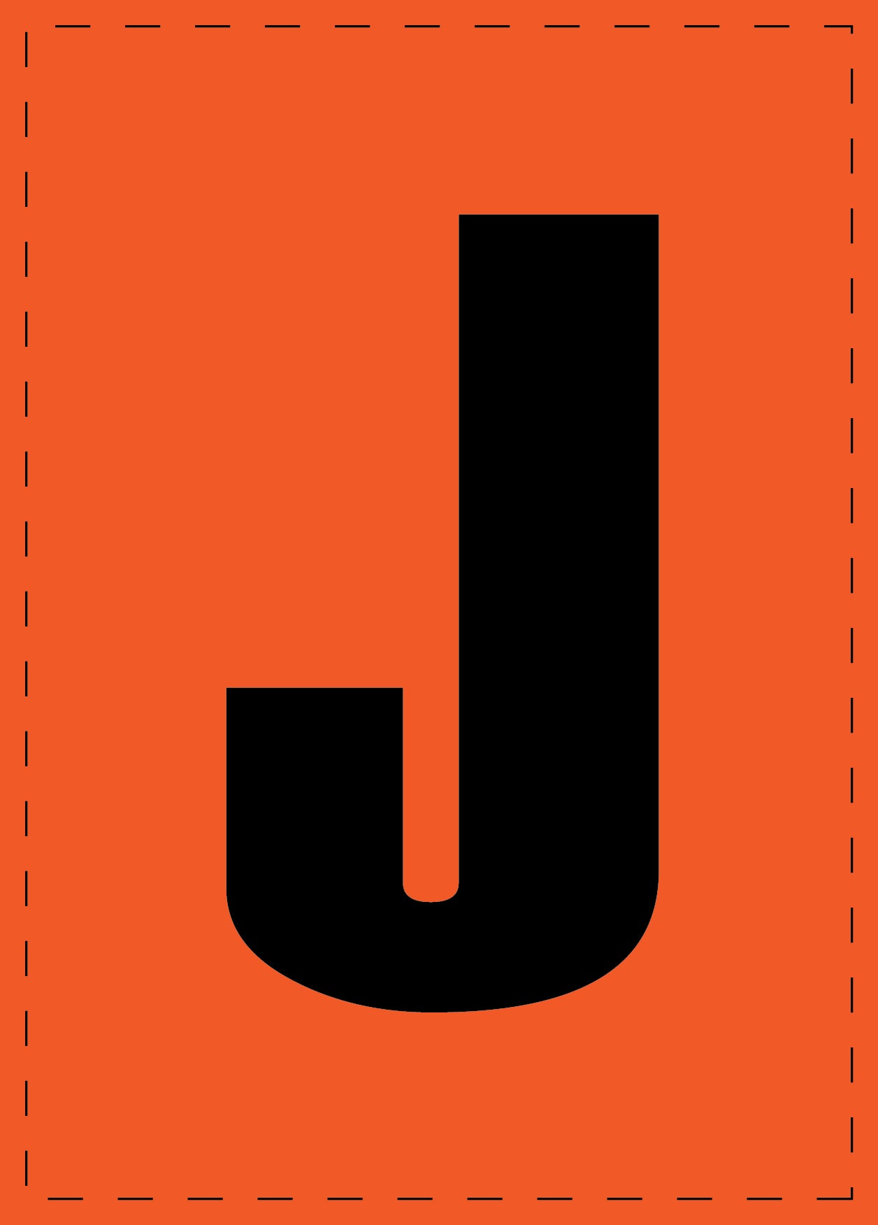 Lettre J autocollants de lettres et de chiffres, police noire sur fond orange ES-BGPVC-J-8