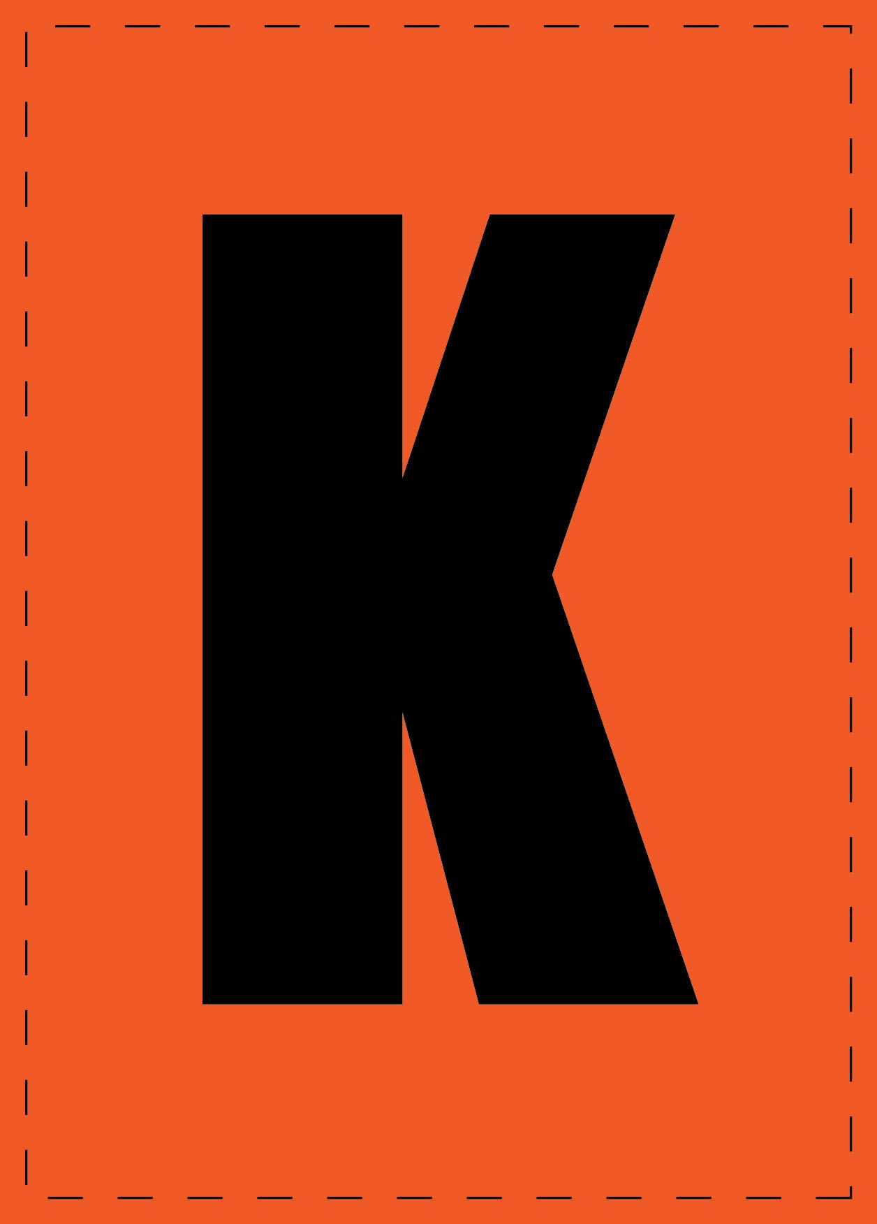 Lettre K autocollants de lettres et de chiffres, police noire sur fond orange ES-BGPVC-K-8