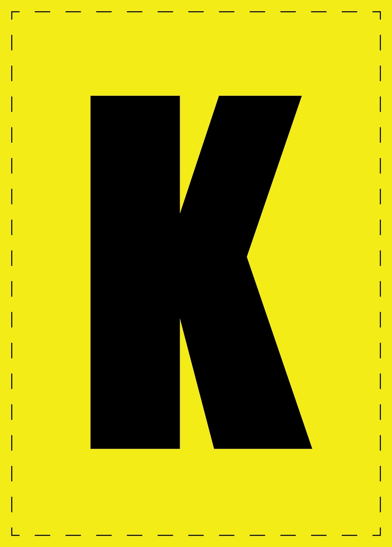 Lettre K autocollants de lettres et de chiffres, police noire sur fond jaune ES-BGPVC-K-3