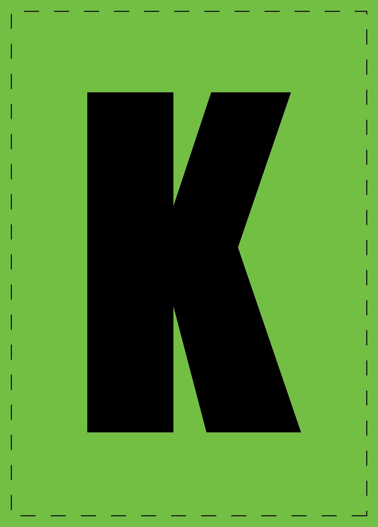 Lettre K autocollants de lettres et de chiffres, police noire sur fond vert ES-BGPVC-K-67