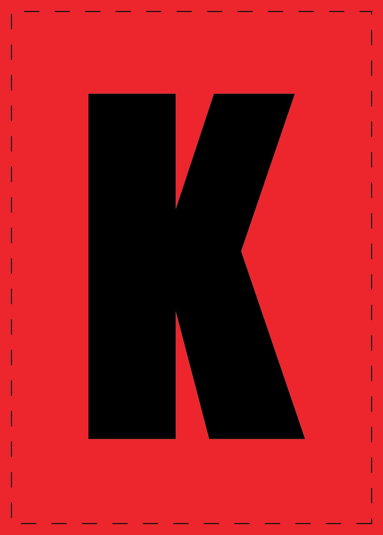 Lettre K autocollants de lettres et de chiffres, police noire sur fond rouge ES-BGPVC-K-14