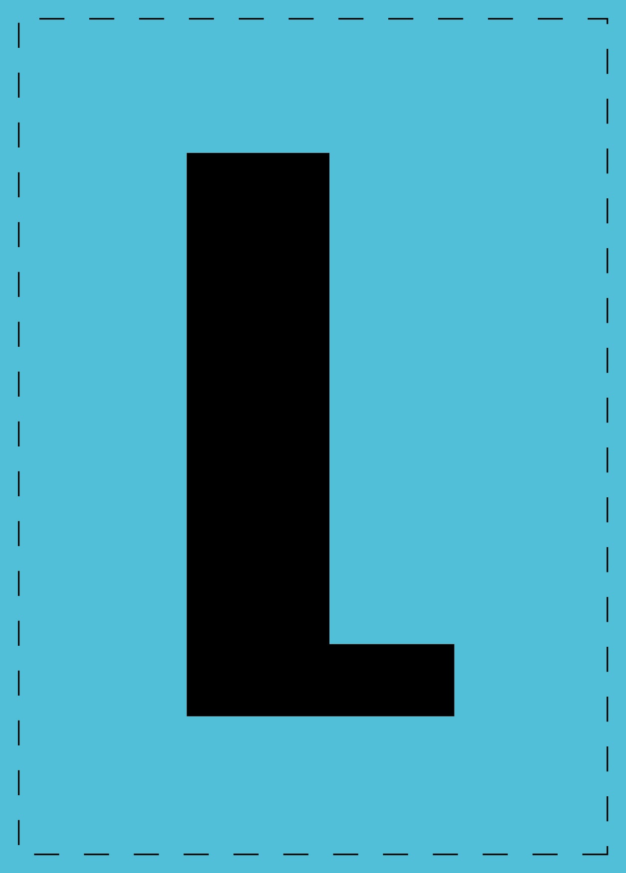 Lettre L autocollants de lettres et de chiffres, police noire sur fond bleu ES-BGPVC-L-50