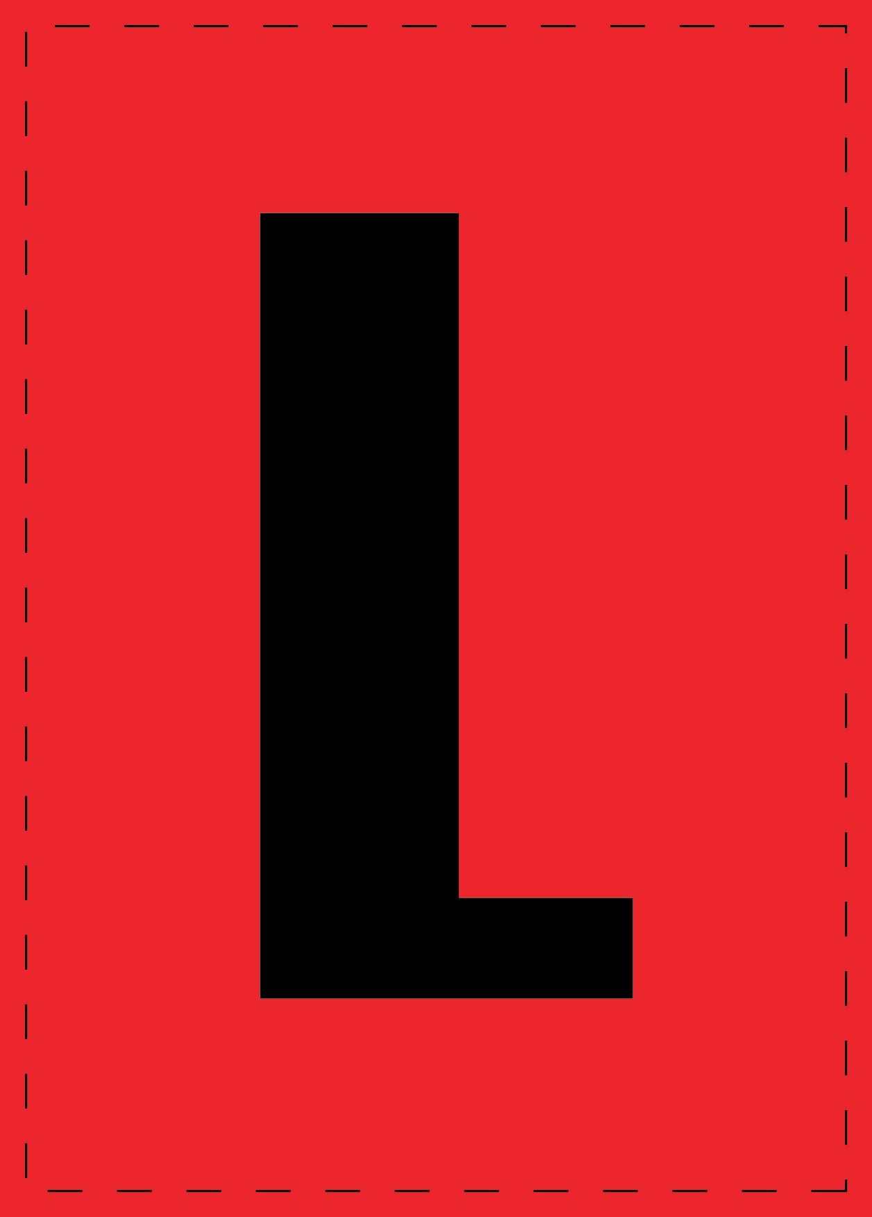 Lettre L autocollants de lettres et de chiffres, police noire sur fond rouge ES-BGPVC-L-14