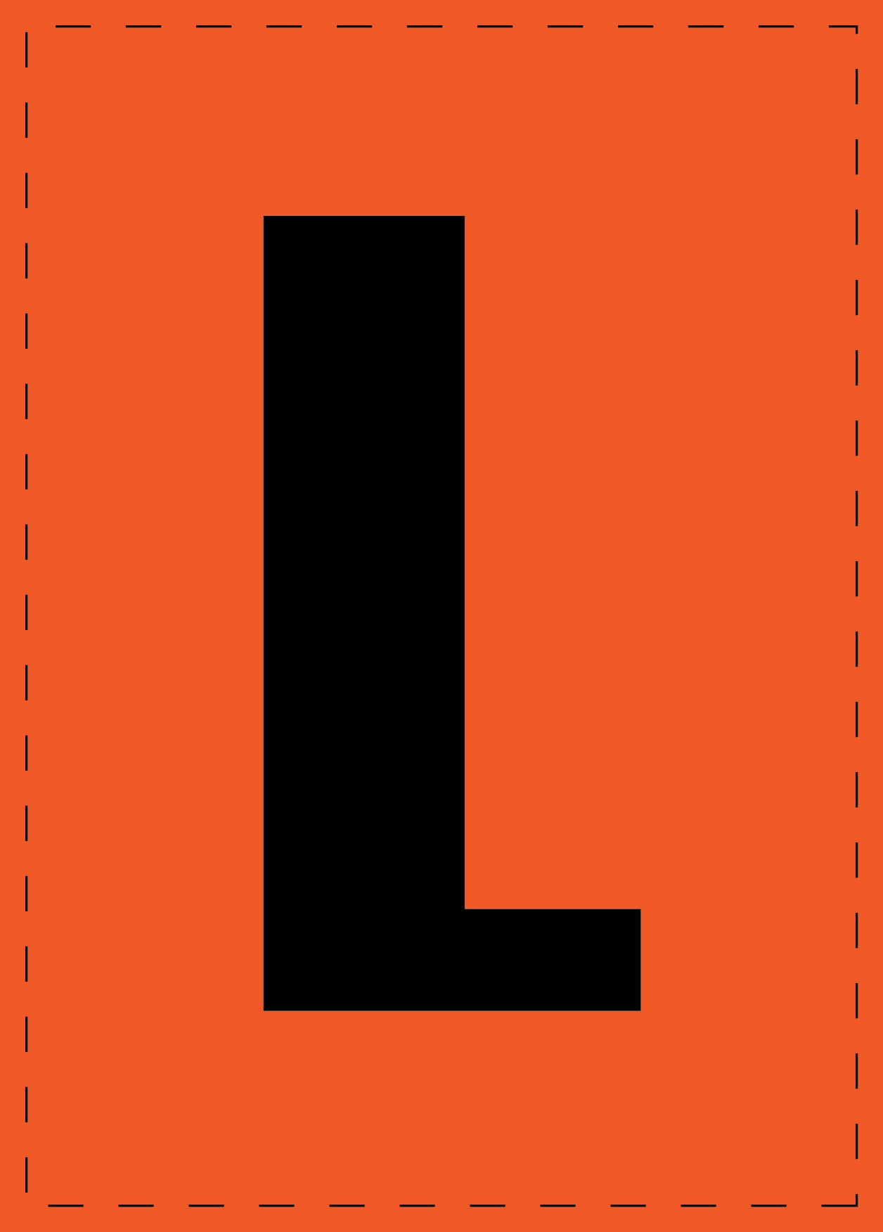 Lettre L autocollants de lettres et de chiffres, police noire sur fond orange ES-BGPVC-L-8