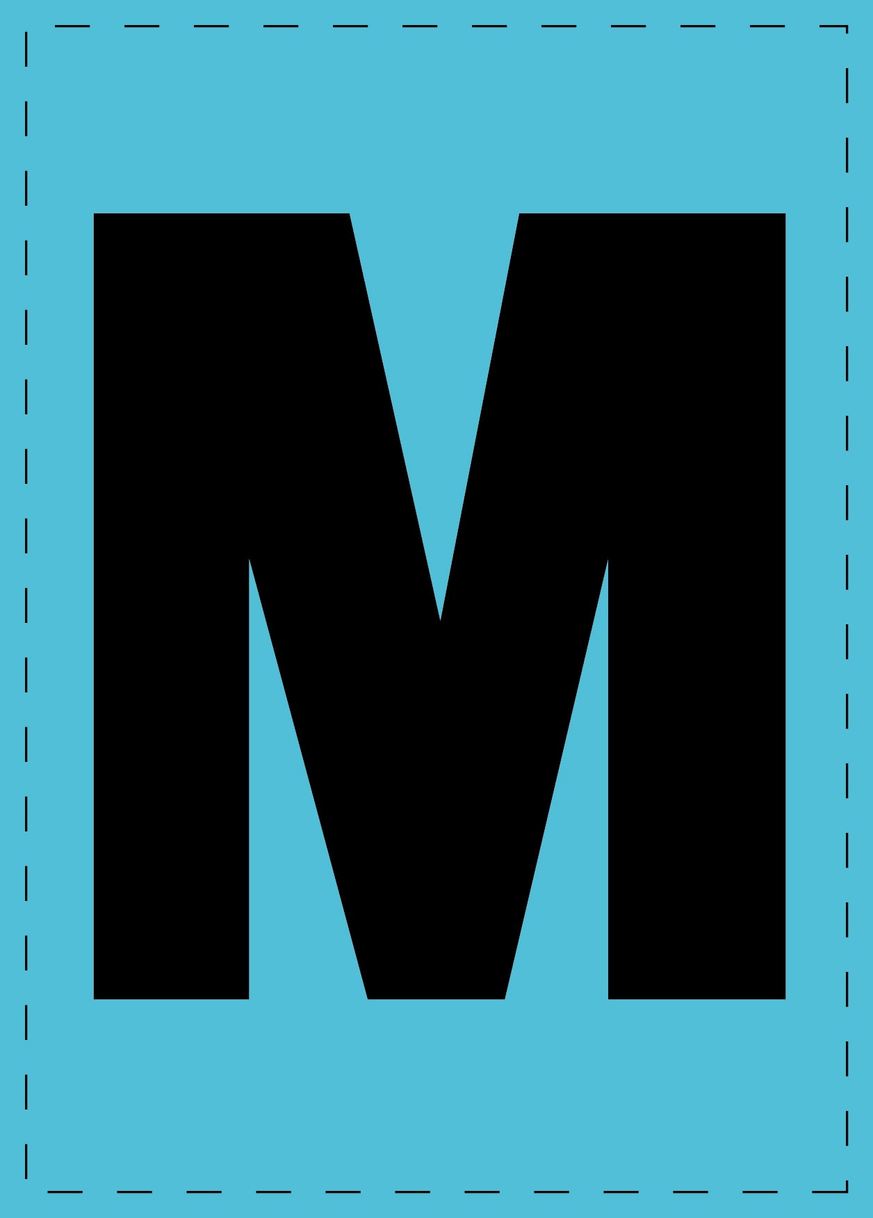 Lettre M autocollants de lettres et de chiffres, police noire sur fond bleu ES-BGPVC-M-50