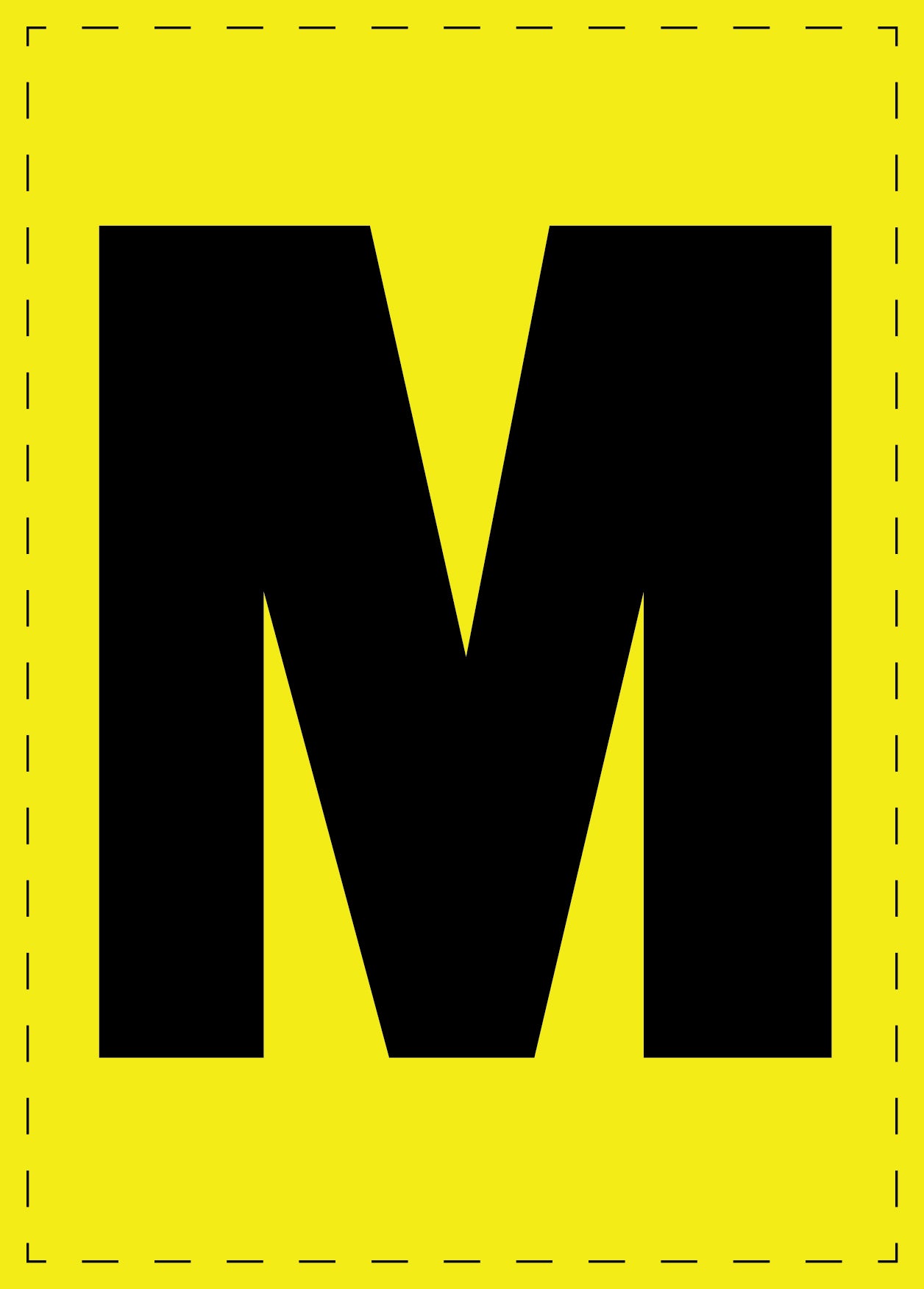 Lettre M autocollants de lettres et de chiffres, police noire sur fond jaune ES-BGPVC-M-3
