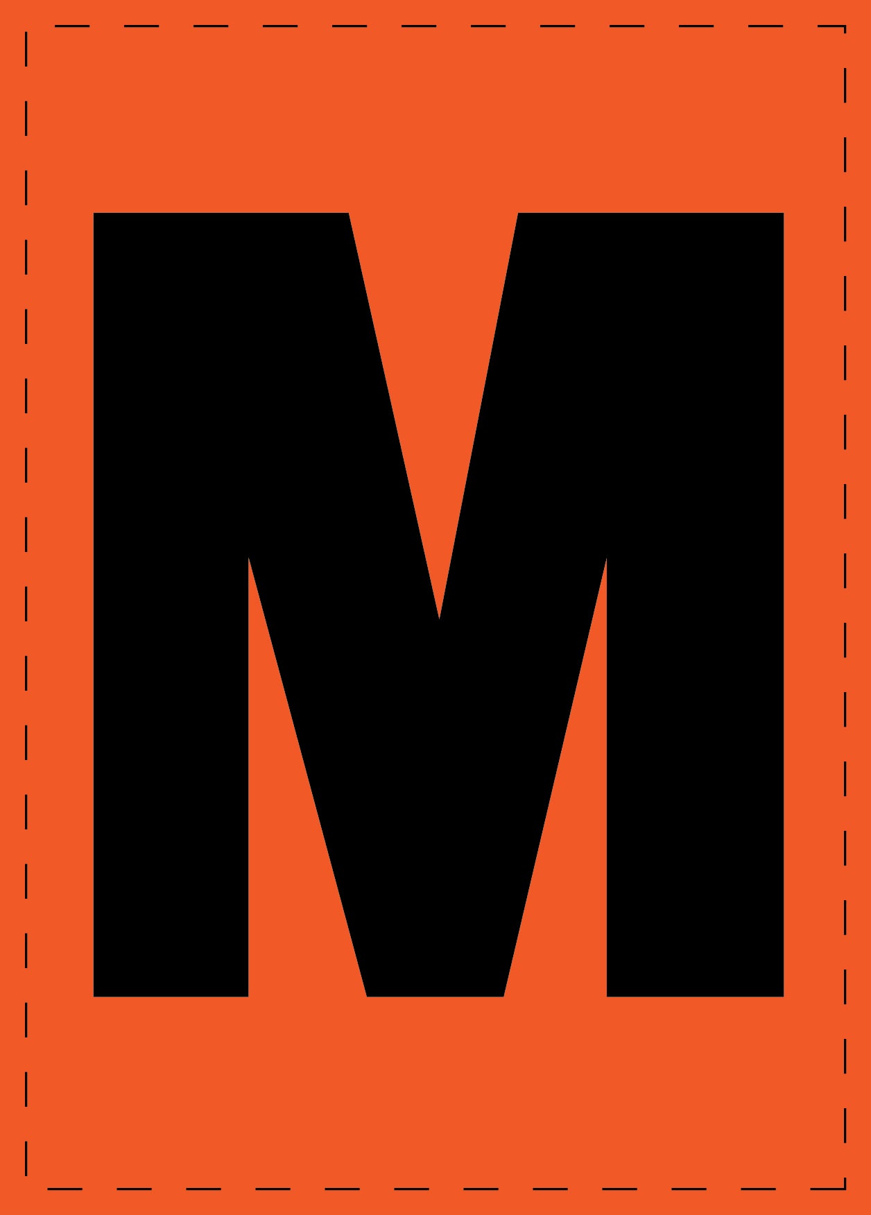 Lettre M autocollants de lettres et de chiffres, police noire sur fond orange ES-BGPVC-M-8