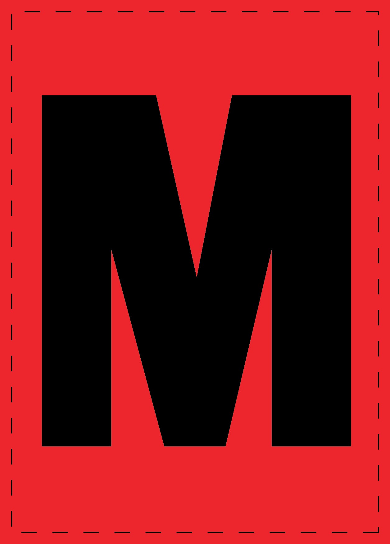 Lettre M autocollants de lettres et de chiffres, police noire sur fond rouge ES-BGPVC-M-14