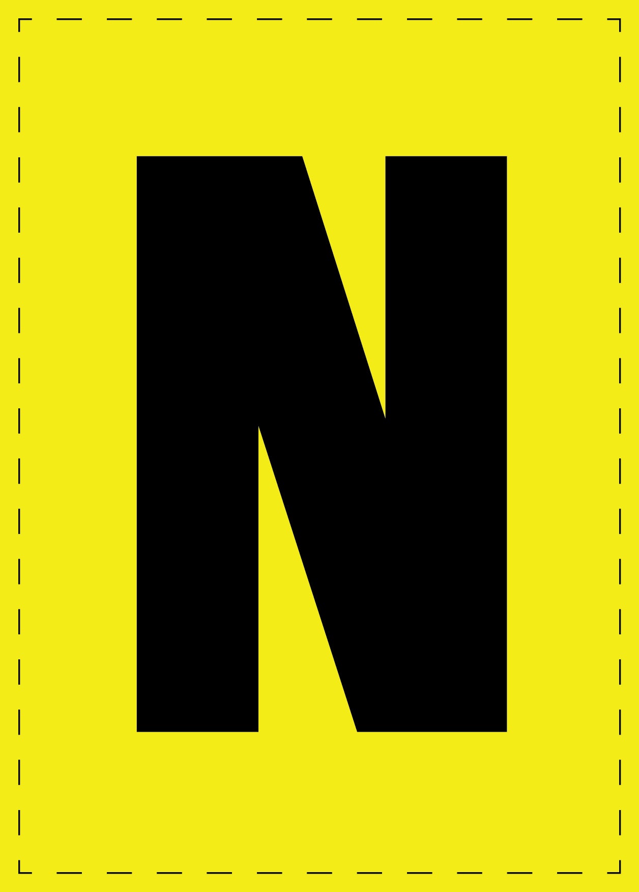 Lettre N autocollants de lettres et de chiffres, police noire sur fond jaune ES-BGPVC-N-3