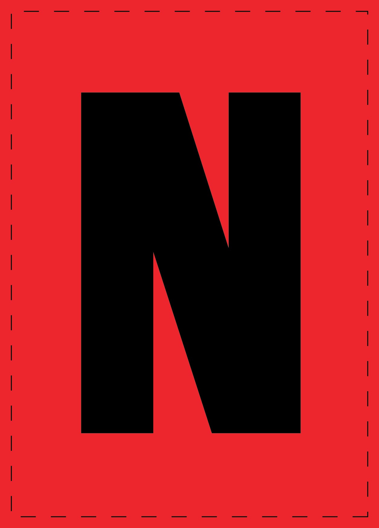 Lettre N autocollants de lettres et de chiffres, police noire sur fond rouge ES-BGPVC-N-14