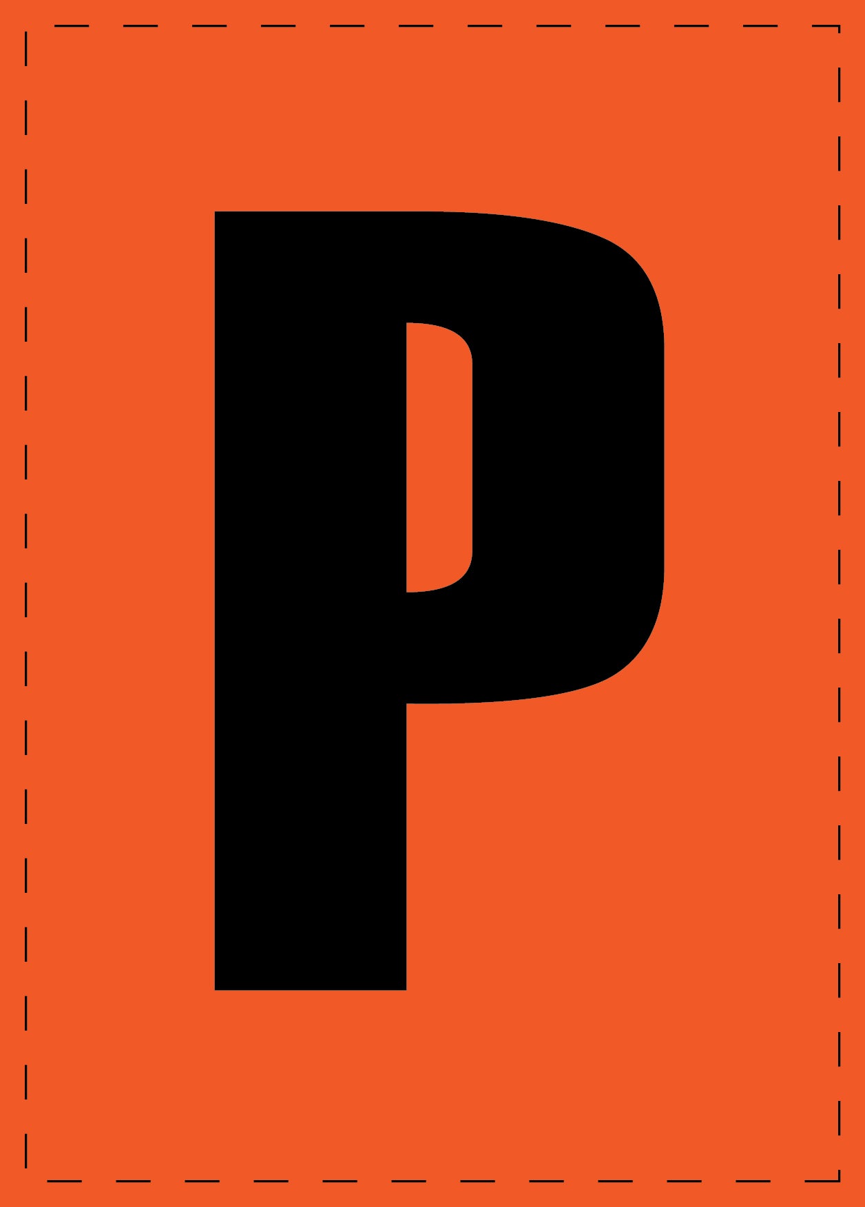 Lettre P autocollants de lettres et de chiffres, police noire sur fond orange ES-BGPVC-P-8