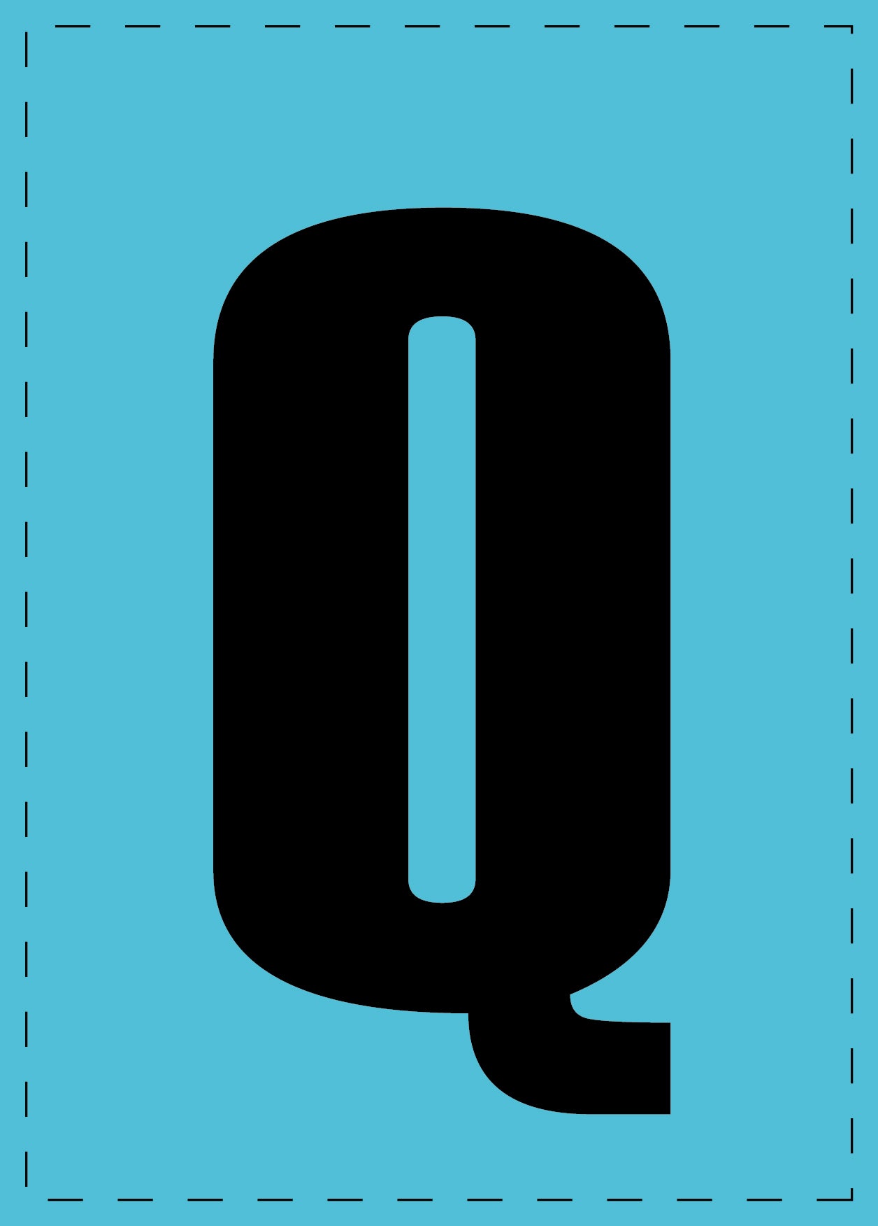 Lettre Q autocollants de lettres et de chiffres, police noire sur fond bleu ES-BGPVC-Q-50