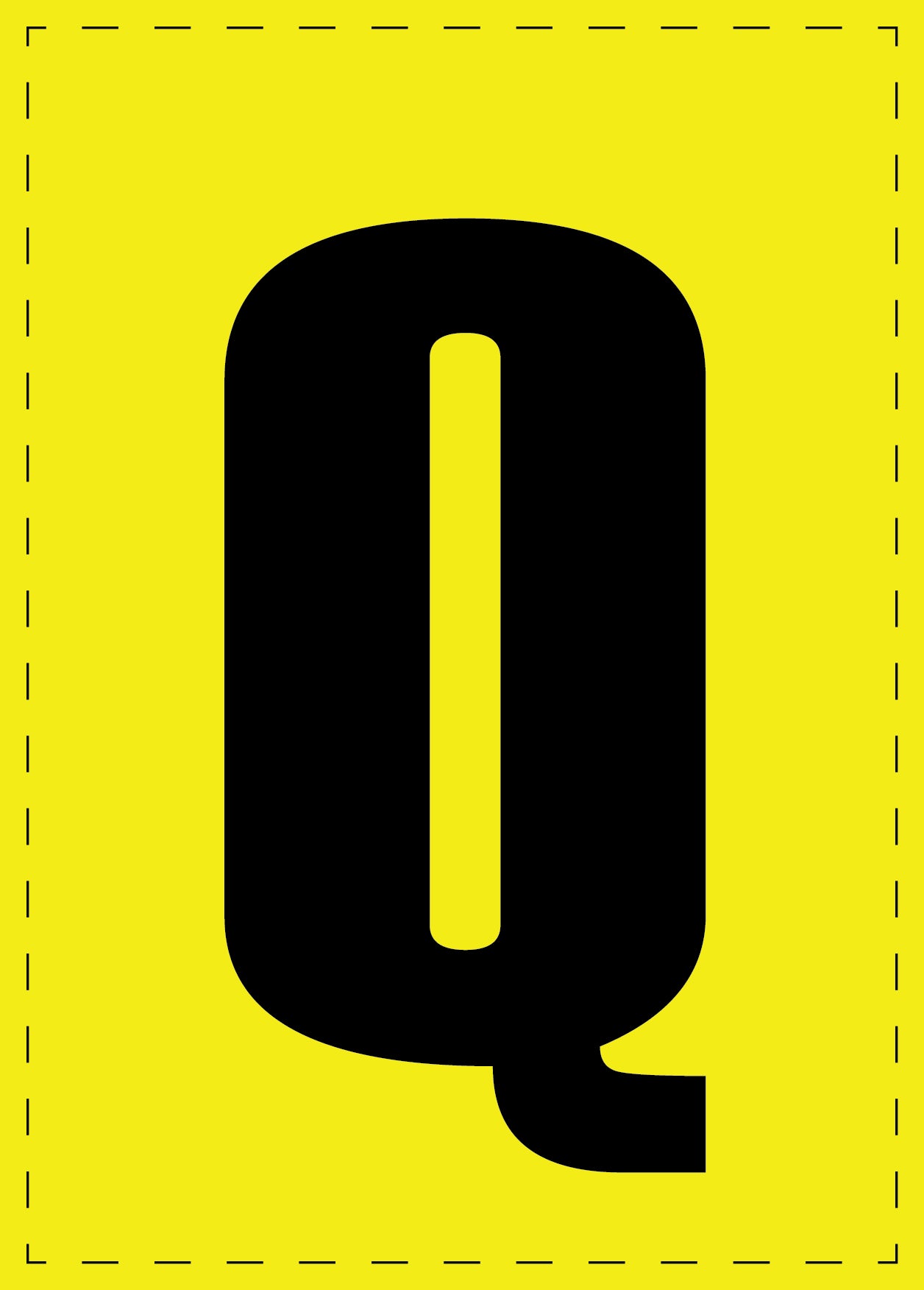 Lettre Q autocollants de lettres et de chiffres, police noire sur fond jaune ES-BGPVC-Q-3