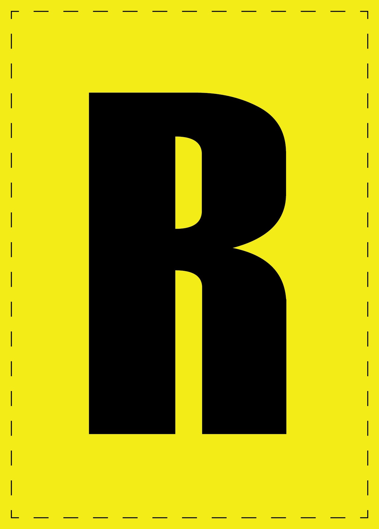 Lettre R autocollants de lettres et de chiffres, police noire sur fond jaune ES-BGPVC-R-3
