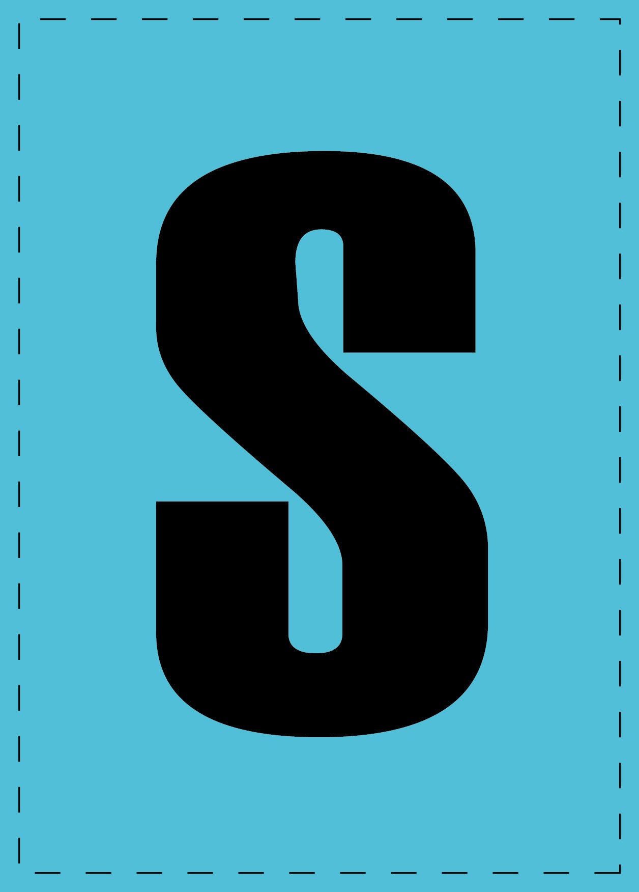 Lettre S autocollants de lettres et de chiffres, police noire sur fond bleu ES-BGPVC-S-50