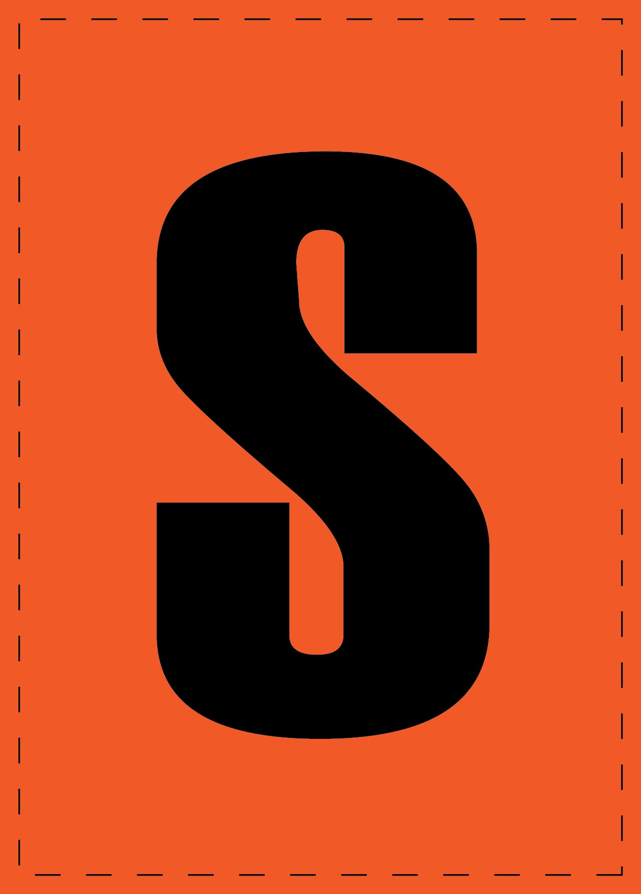 Lettre S autocollants de lettres et de chiffres, police noire sur fond orange ES-BGPVC-S-8