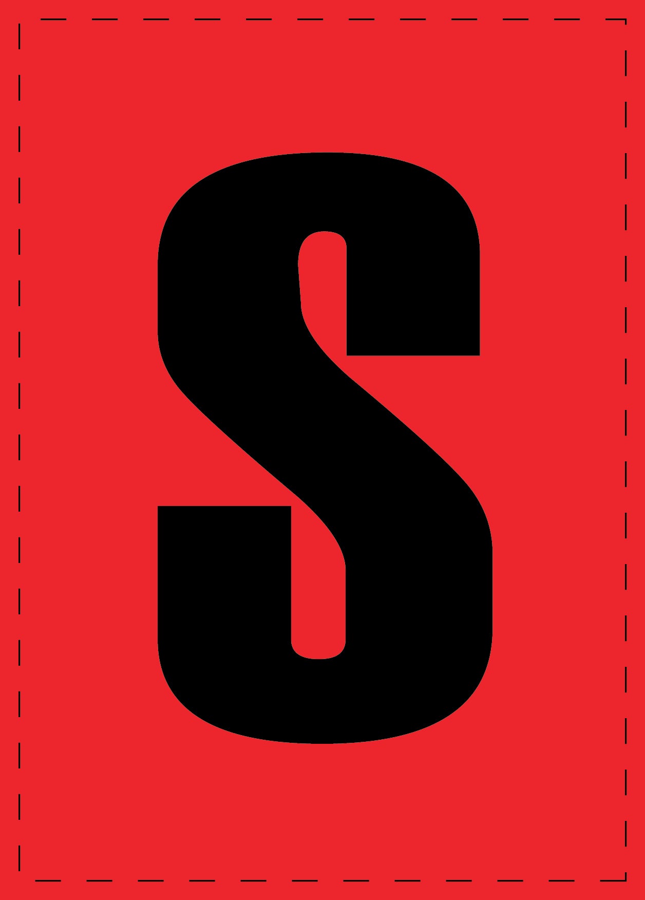 Lettre S autocollants de lettres et de chiffres, police noire sur fond rouge ES-BGPVC-S-14