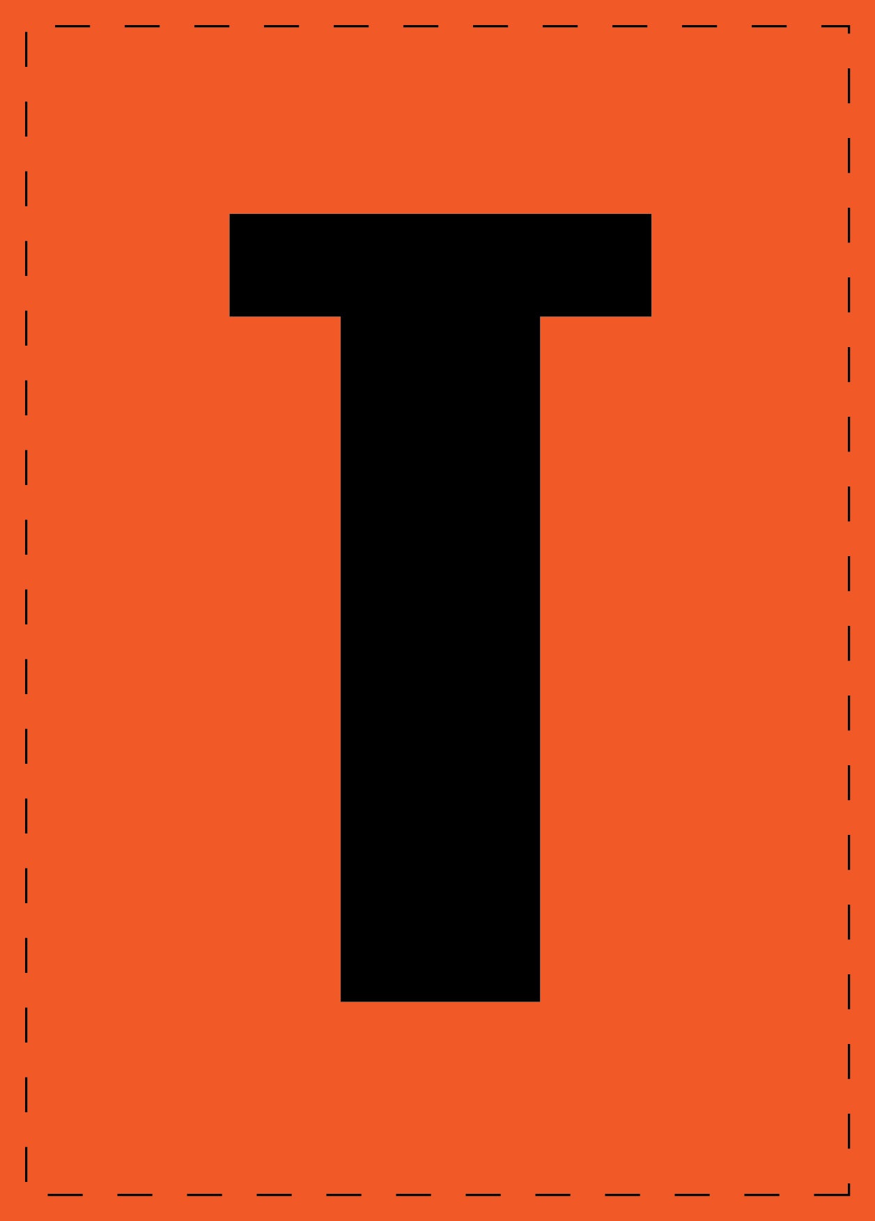 Lettre T autocollants de lettres et de chiffres, police noire sur fond orange ES-BGPVC-T-8