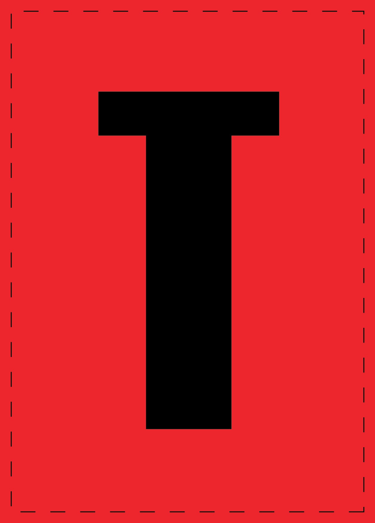 Lettre T autocollants de lettres et de chiffres, police noire sur fond rouge ES-BGPVC-T-14