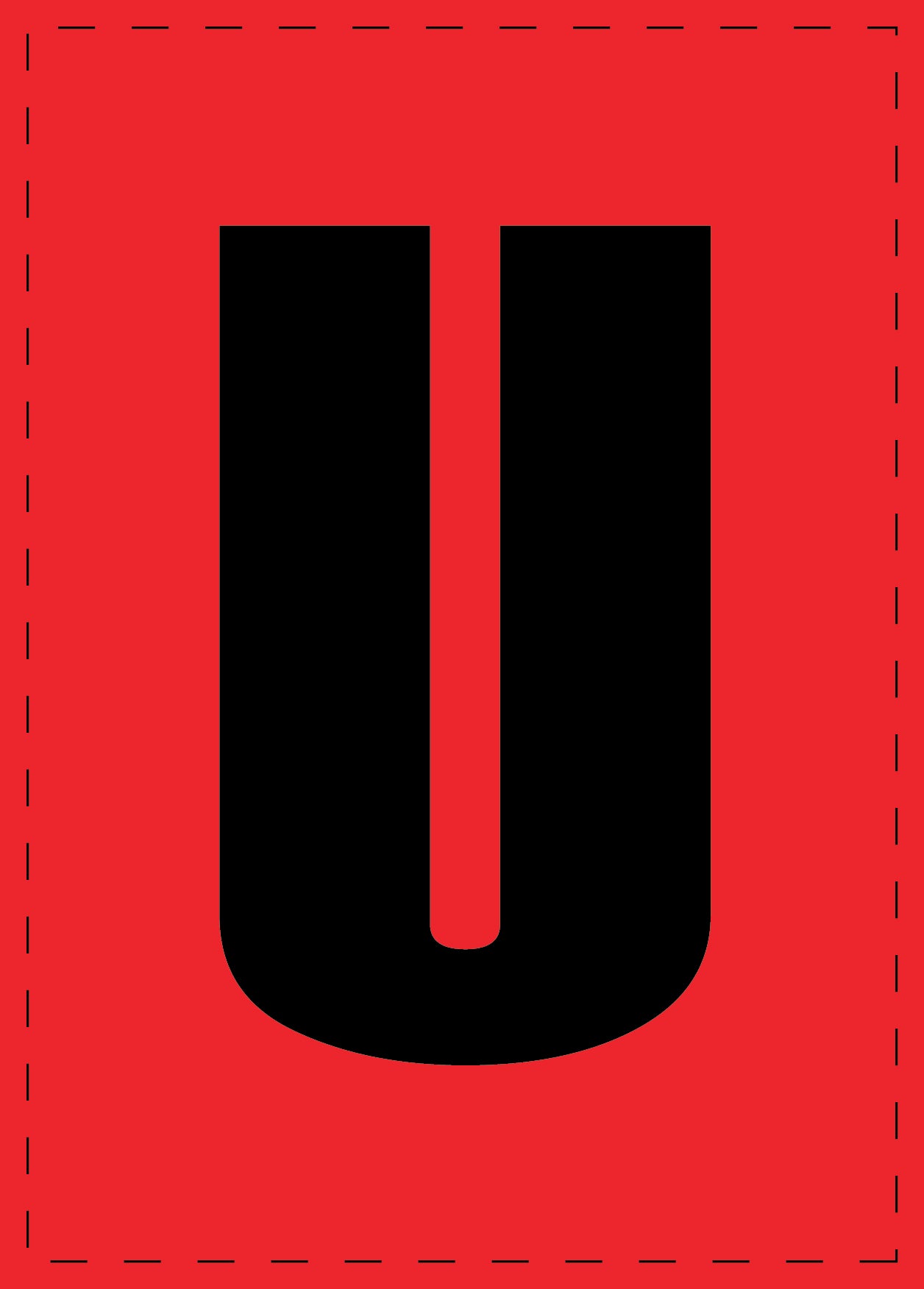 Lettre U autocollants de lettres et de chiffres, police noire sur fond rouge ES-BGPVC-U-14