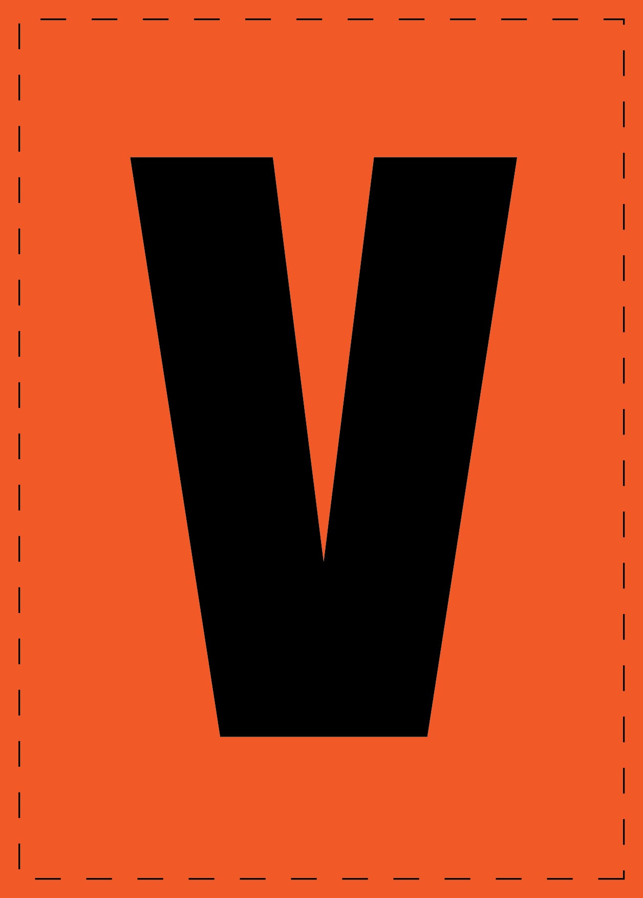 Lettre V autocollants de lettres et de chiffres, police noire sur fond orange ES-BGPVC-V-8
