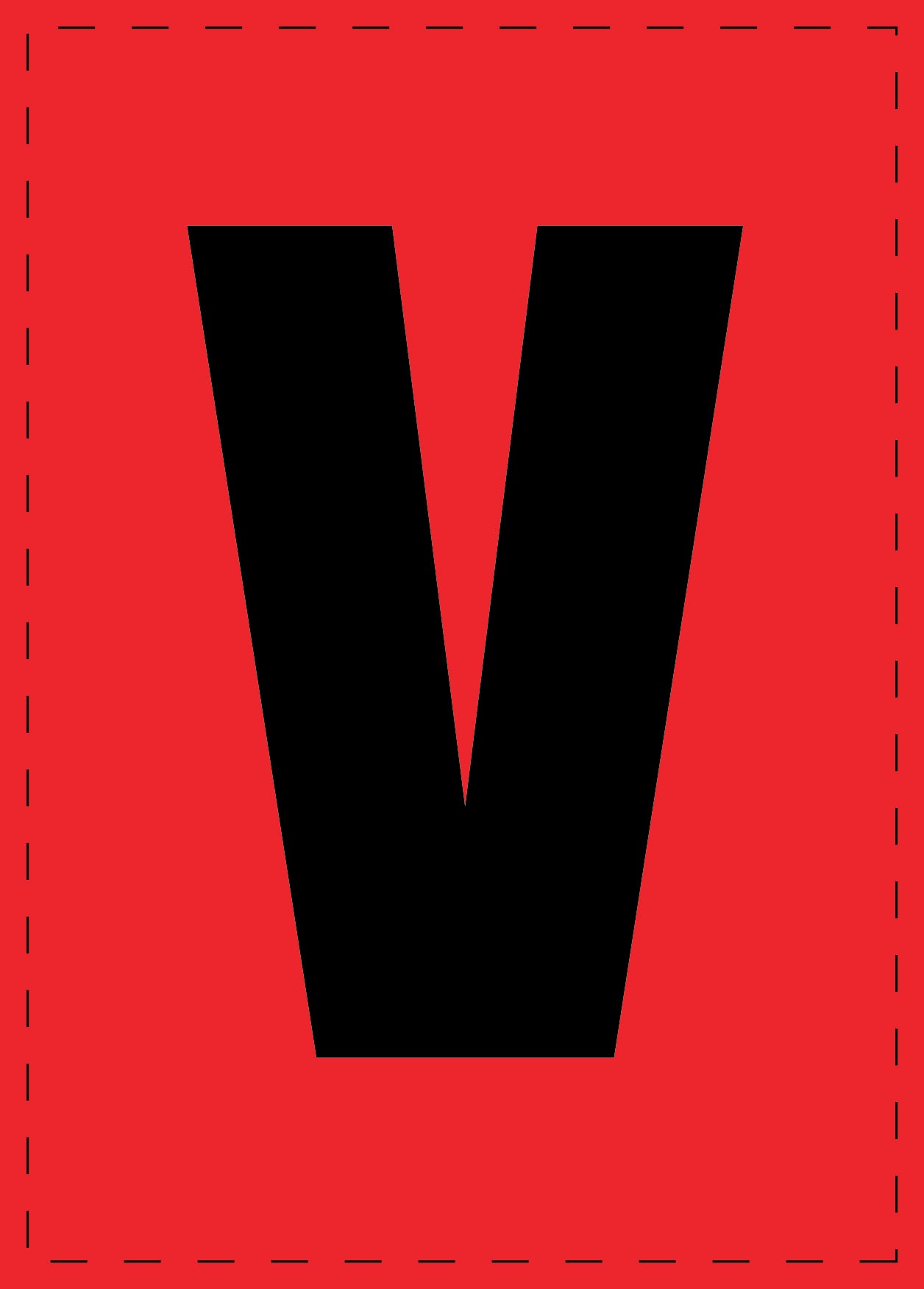 Lettre V autocollants de lettres et de chiffres, police noire sur fond rouge ES-BGPVC-V-14