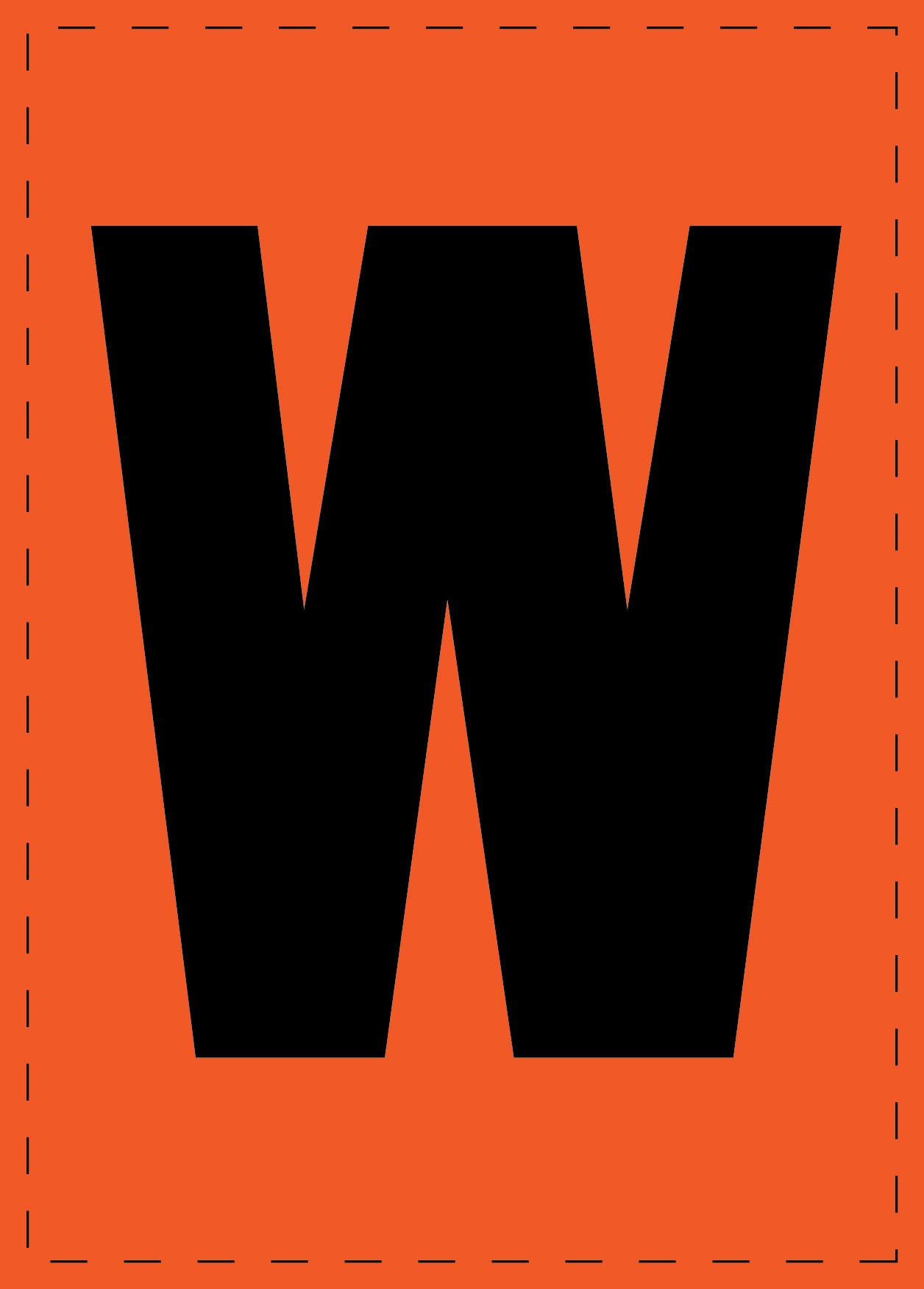 Lettre W autocollants de lettres et de chiffres, police noire sur fond orange ES-BGPVC-W-8