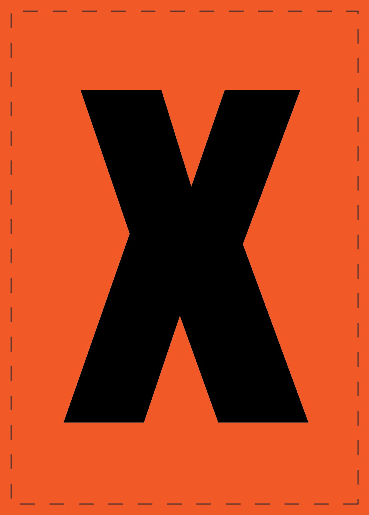 Lettre X autocollants de lettres et de chiffres, police noire sur fond orange ES-BGPVC-X-8