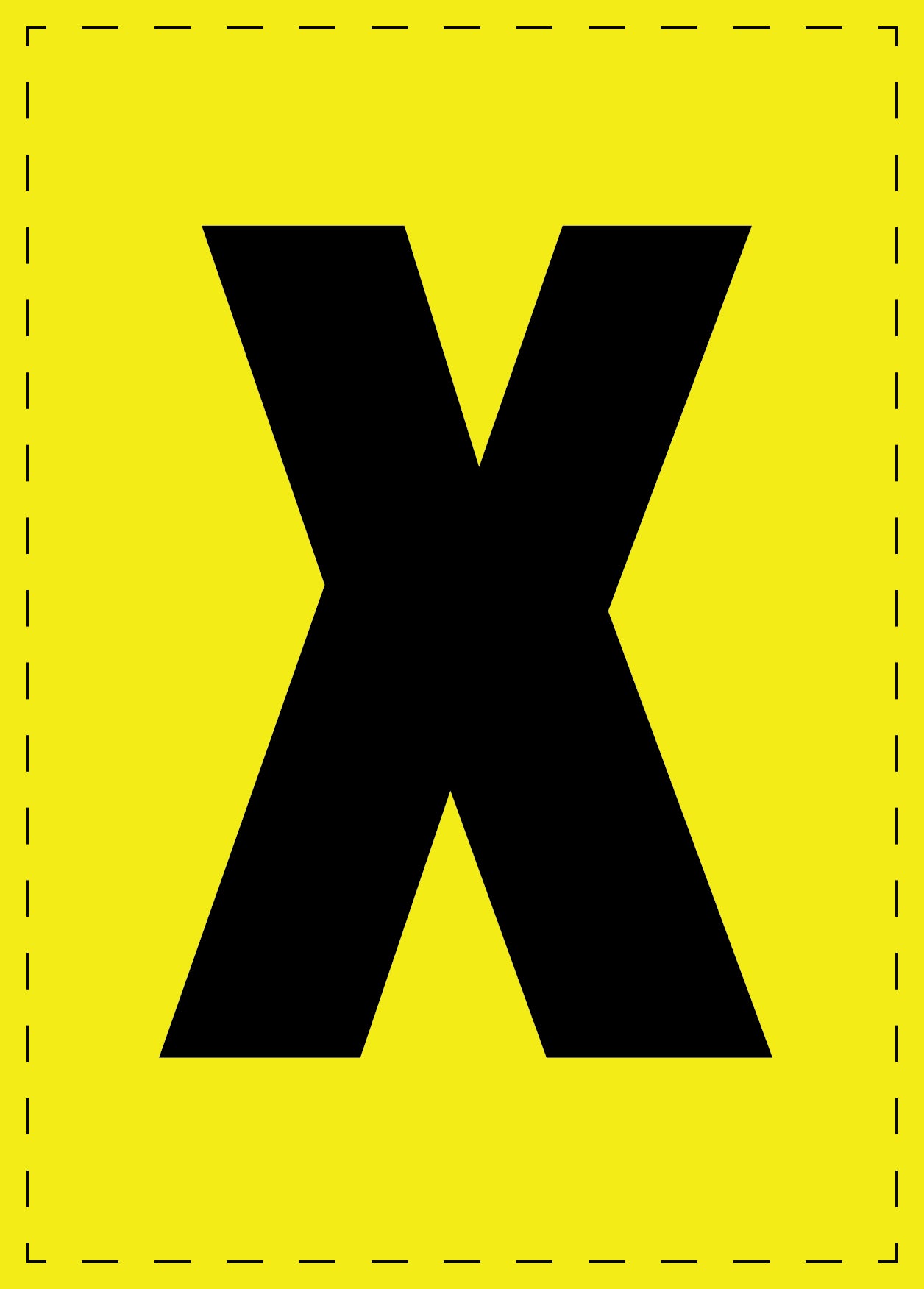 Lettre X autocollants de lettres et de chiffres, police noire sur fond jaune ES-BGPVC-X-3
